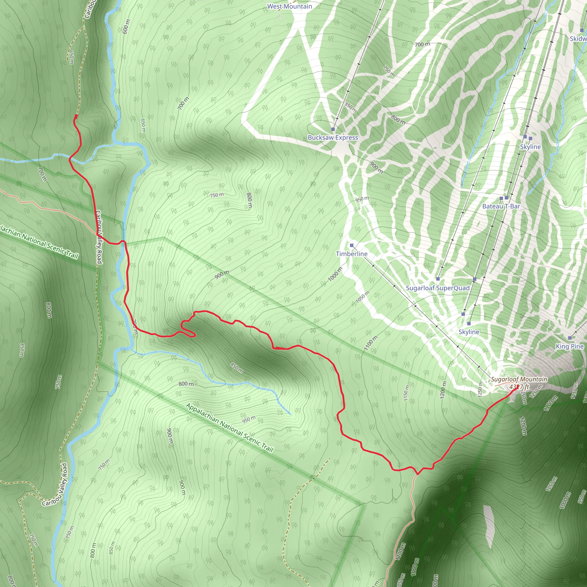 Sugarloaf Mountain Trail - Caribou Valley Road mobile static map