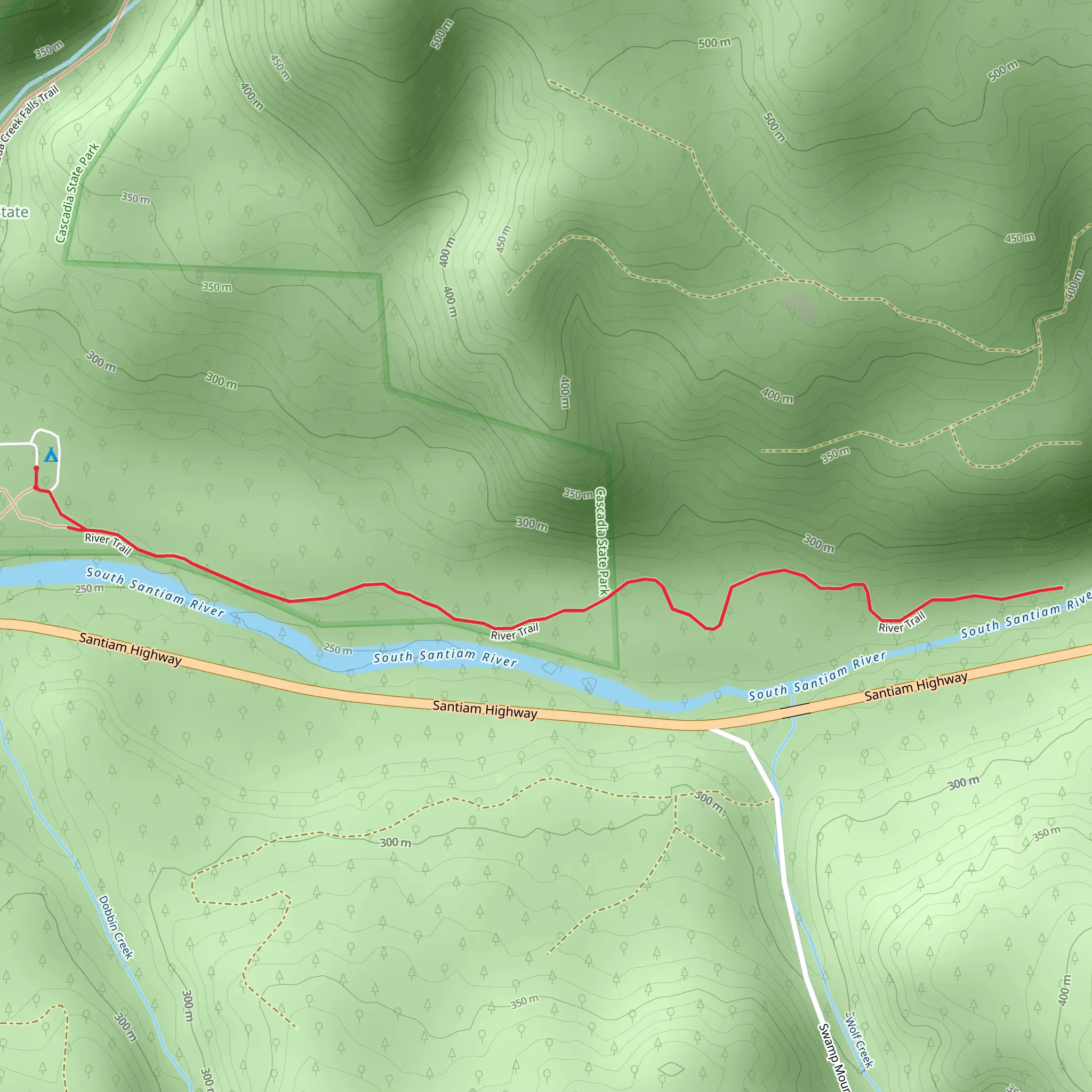 South Santiam River Trail mobile static map