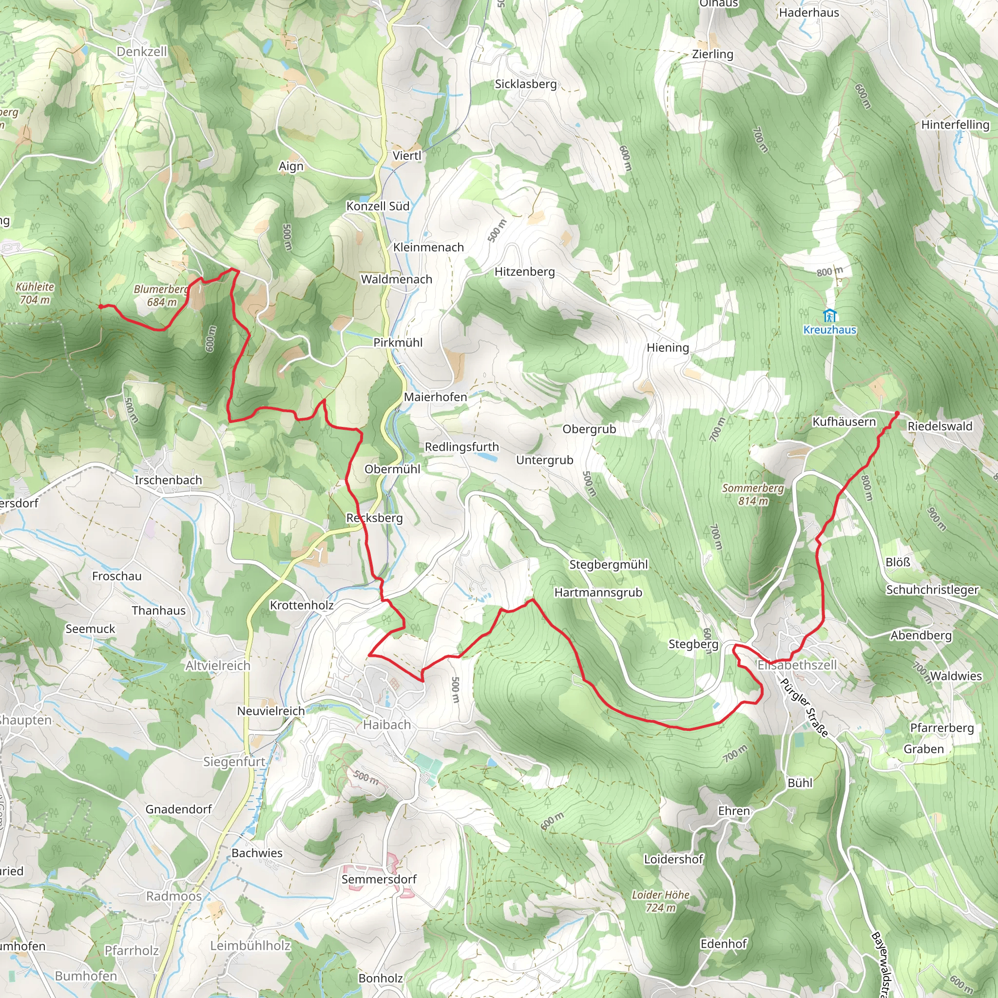 Blumerberg to Riedelswald Walk mobile static map