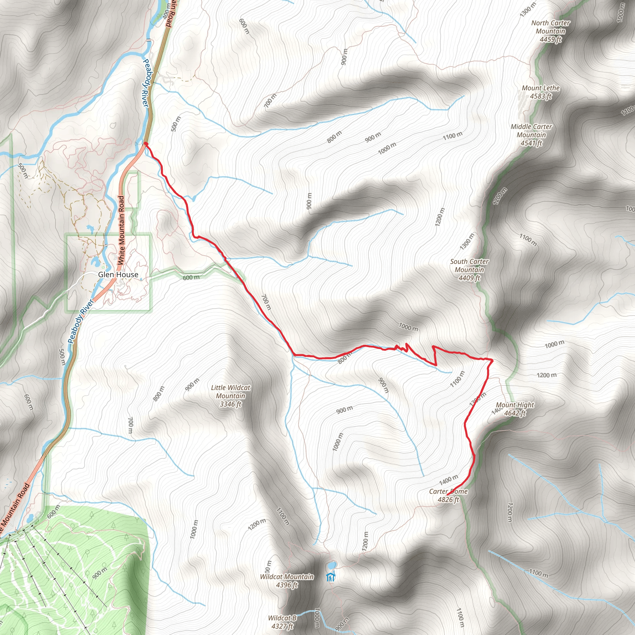 Carter Dome via Nineteen - Mile Brook Trail mobile static map