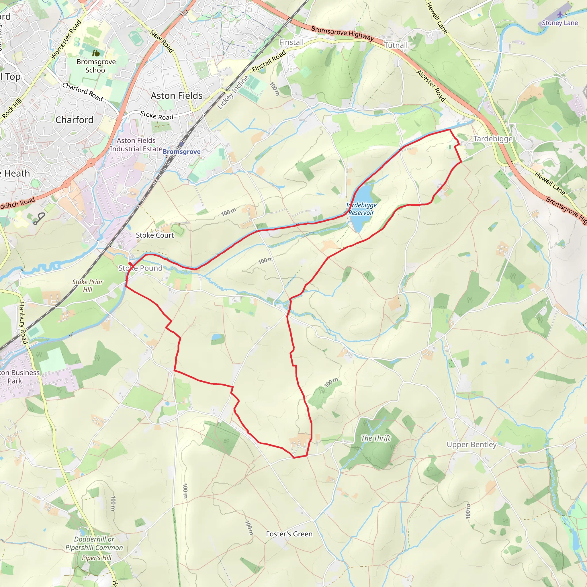 Stoke Pound and Tardebigge Reservoir Loop mobile static map