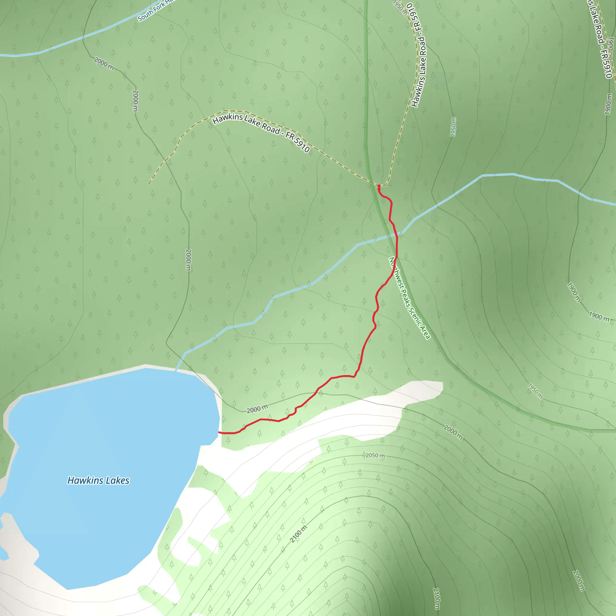 Lower Hawkins Lake Trail mobile static map