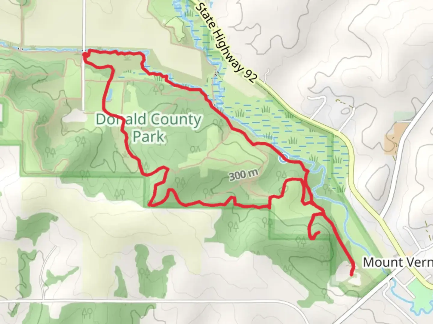 An image depicting the trail Donald County Park Loop and its surrounding area.