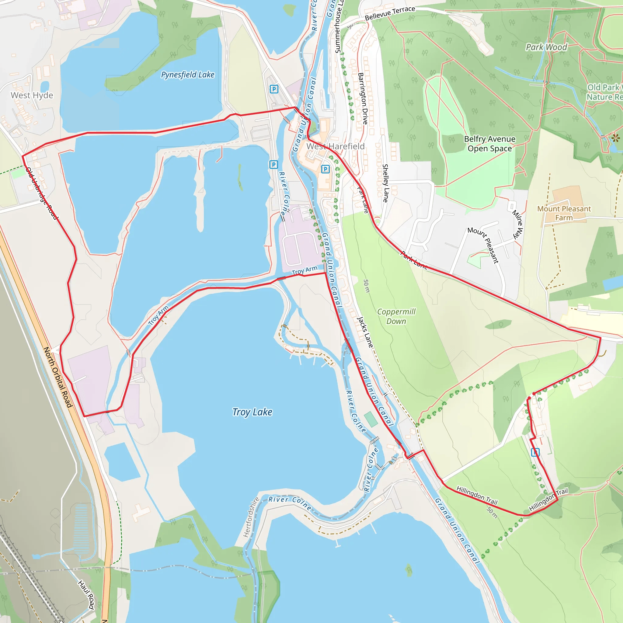 Troy Mill Lake and Horse Shoe Bay Loop mobile static map