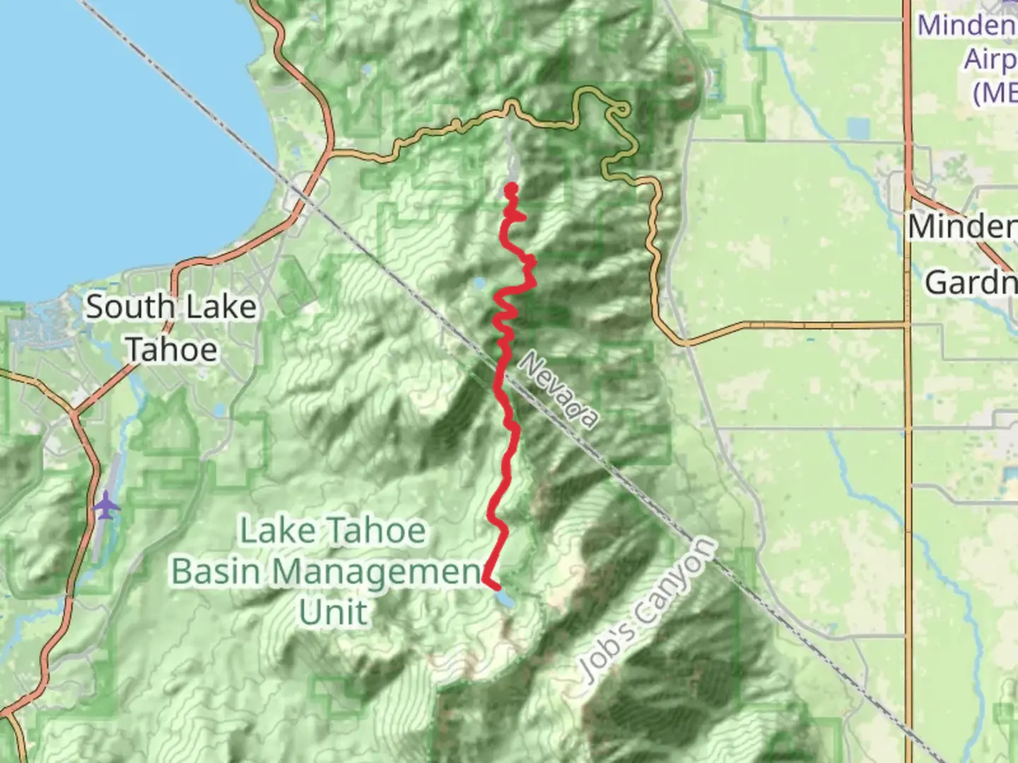An image depicting the trail Star Lake via Tahoe Rim Trail and its surrounding area.