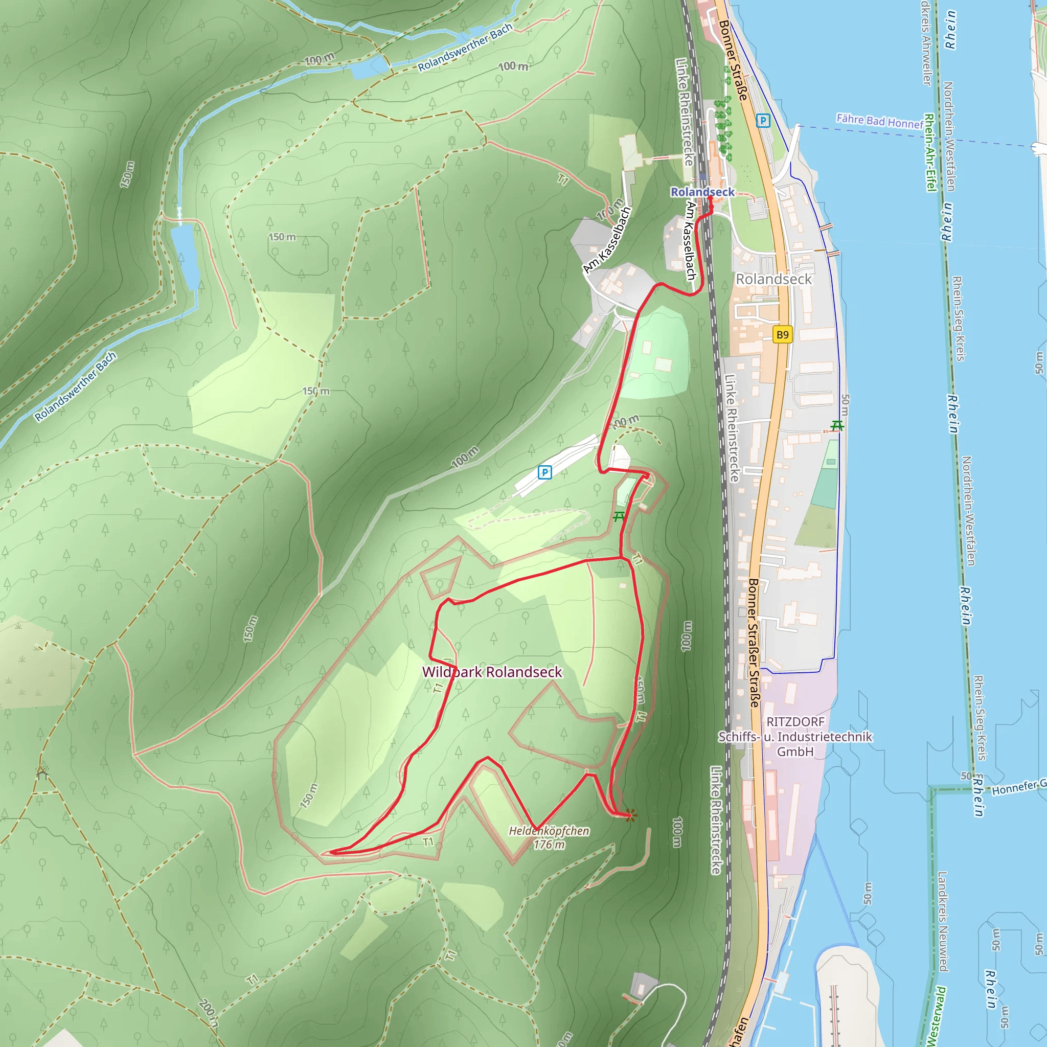 Wildpark Rolandseck Loop mobile static map