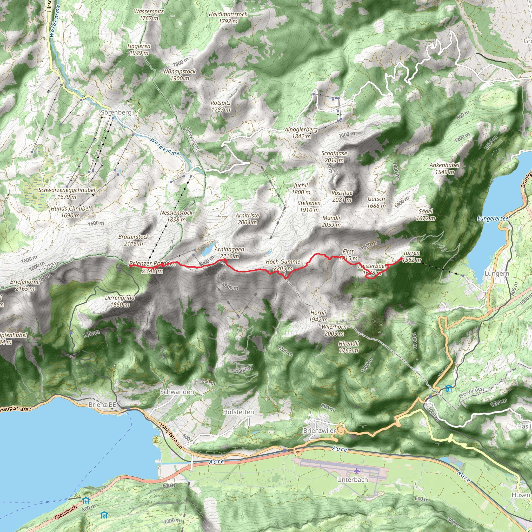 From the Brienzer Rothorn to Turren mobile static map