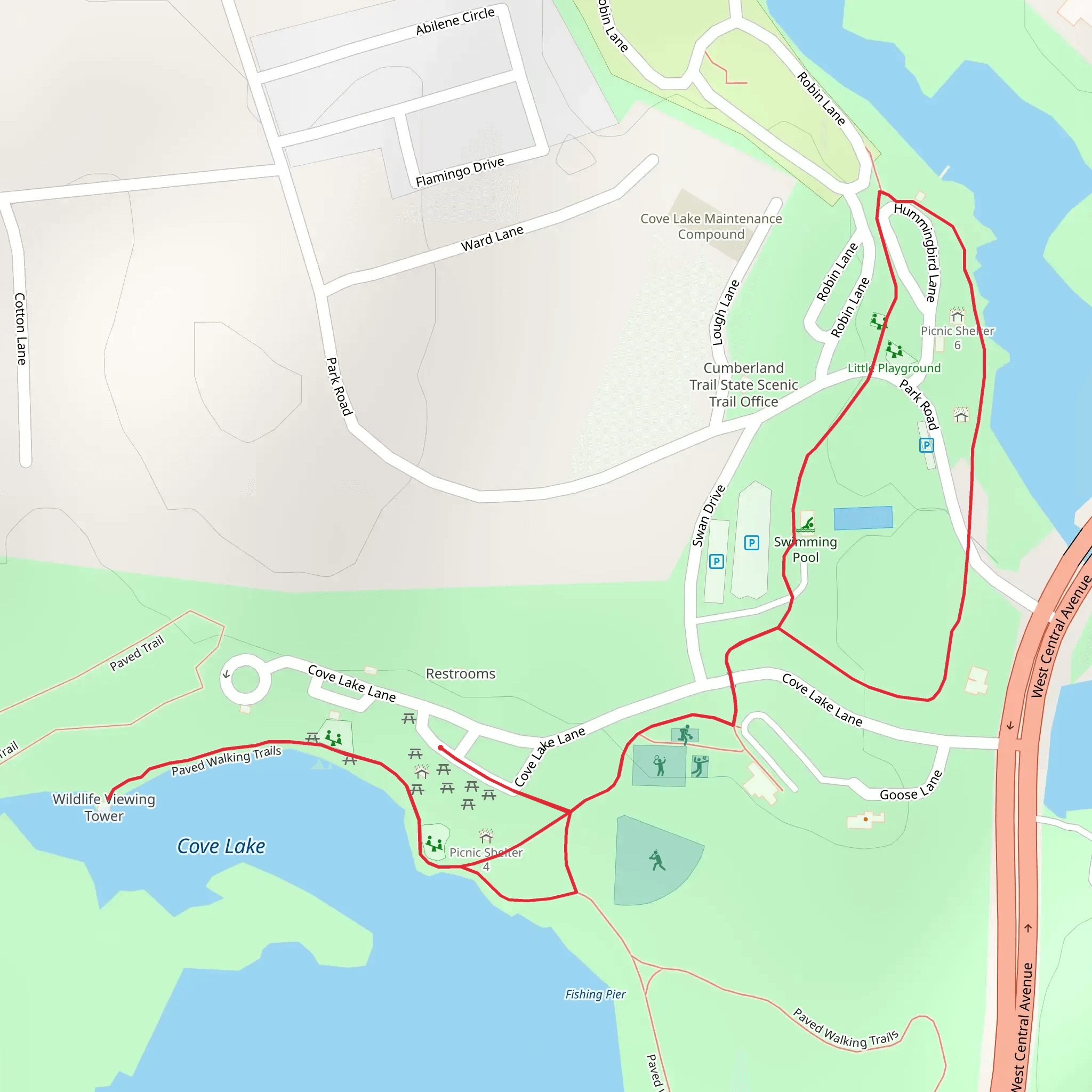 Cove Lake Loop mobile static map