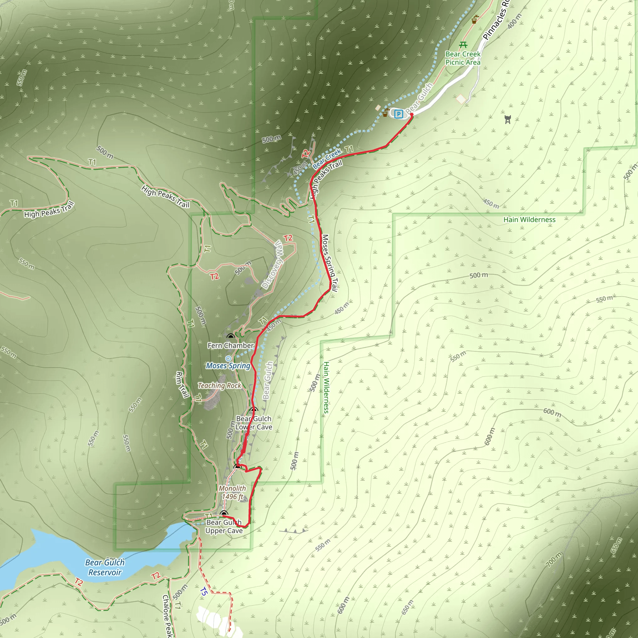 Monolith via Moses Spring Trail mobile static map