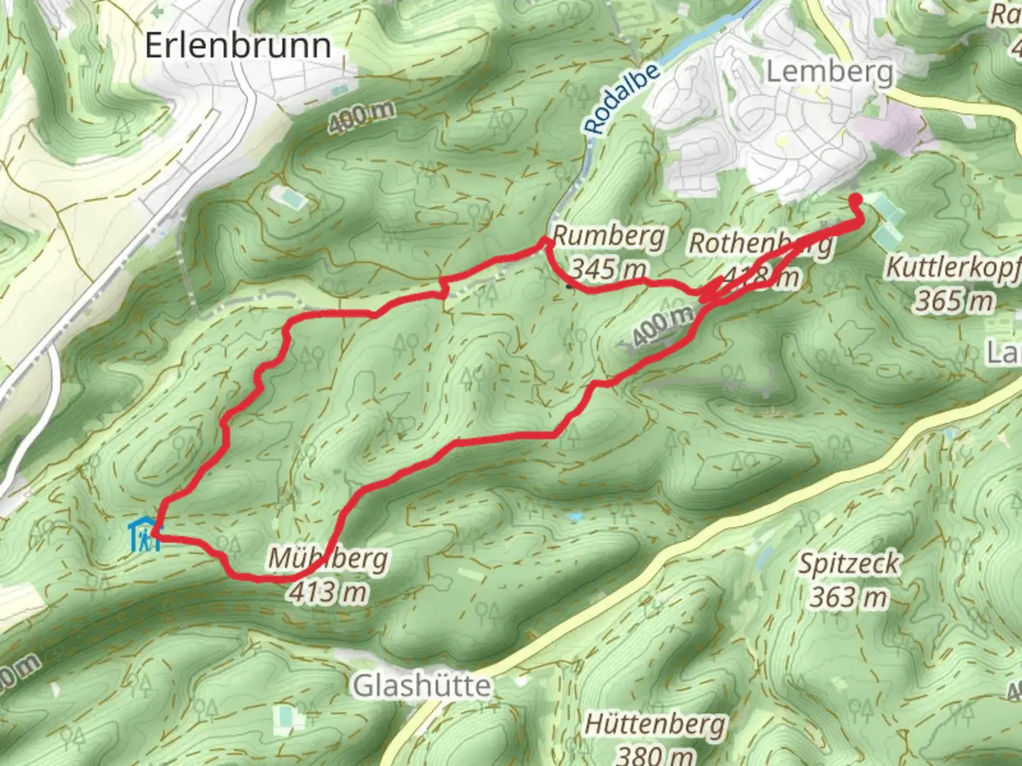 An image depicting the trail Lemberger Rothenberg Weg and its surrounding area.