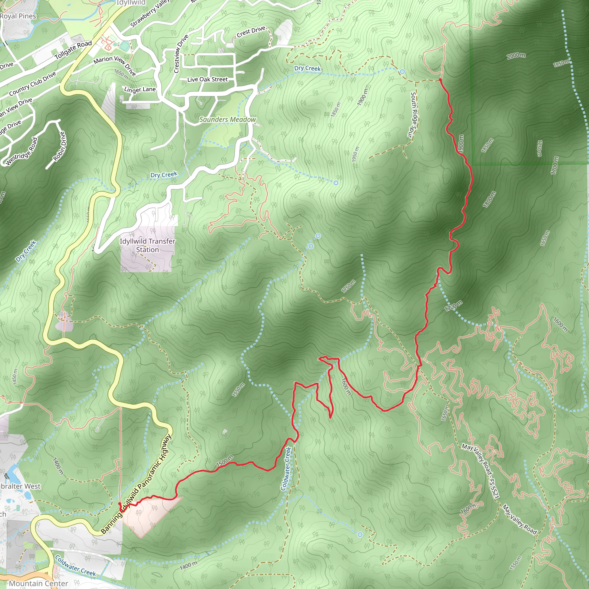 Lower South Ridge Trail mobile static map