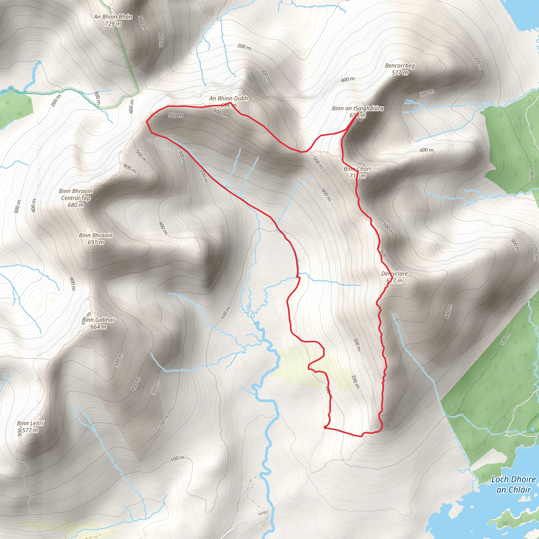 Binn an tSaighdiúra and An Bhinn Dubh Loop mobile static map
