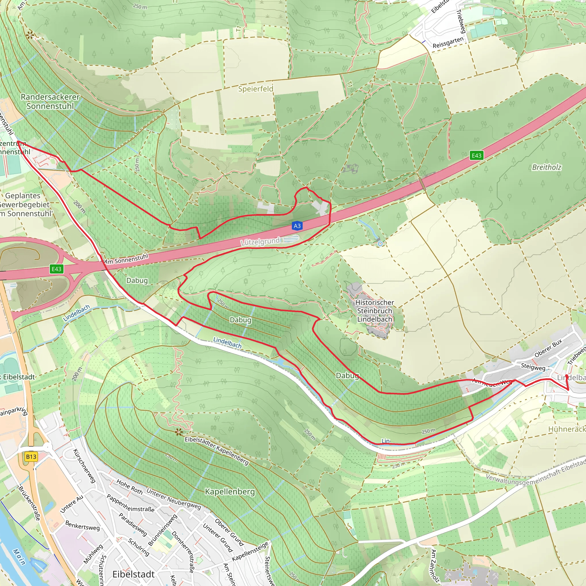 Eibelstadt-Kitzingen and Randersacker R1 mobile static map