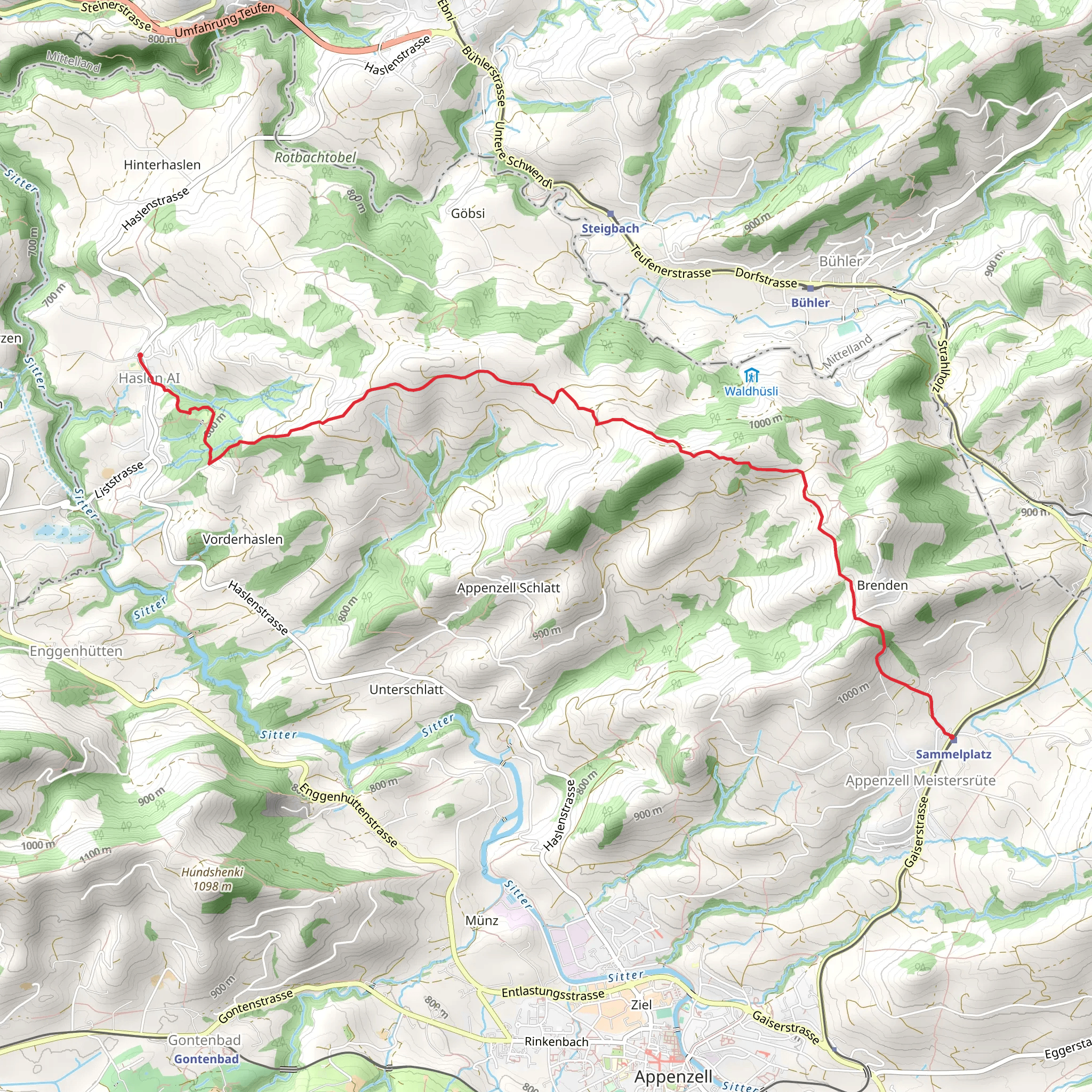 Sammelplatz to Haslen mobile static map
