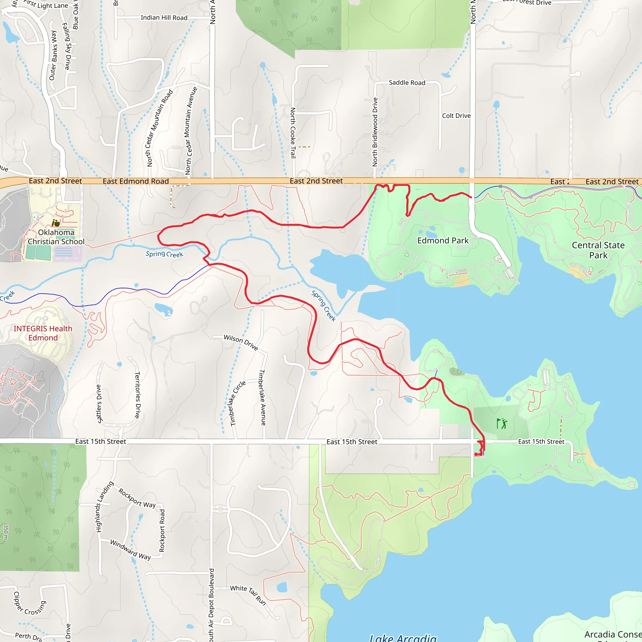 Spring Creek, Edmond Park and Lake Arcadia mobile static map