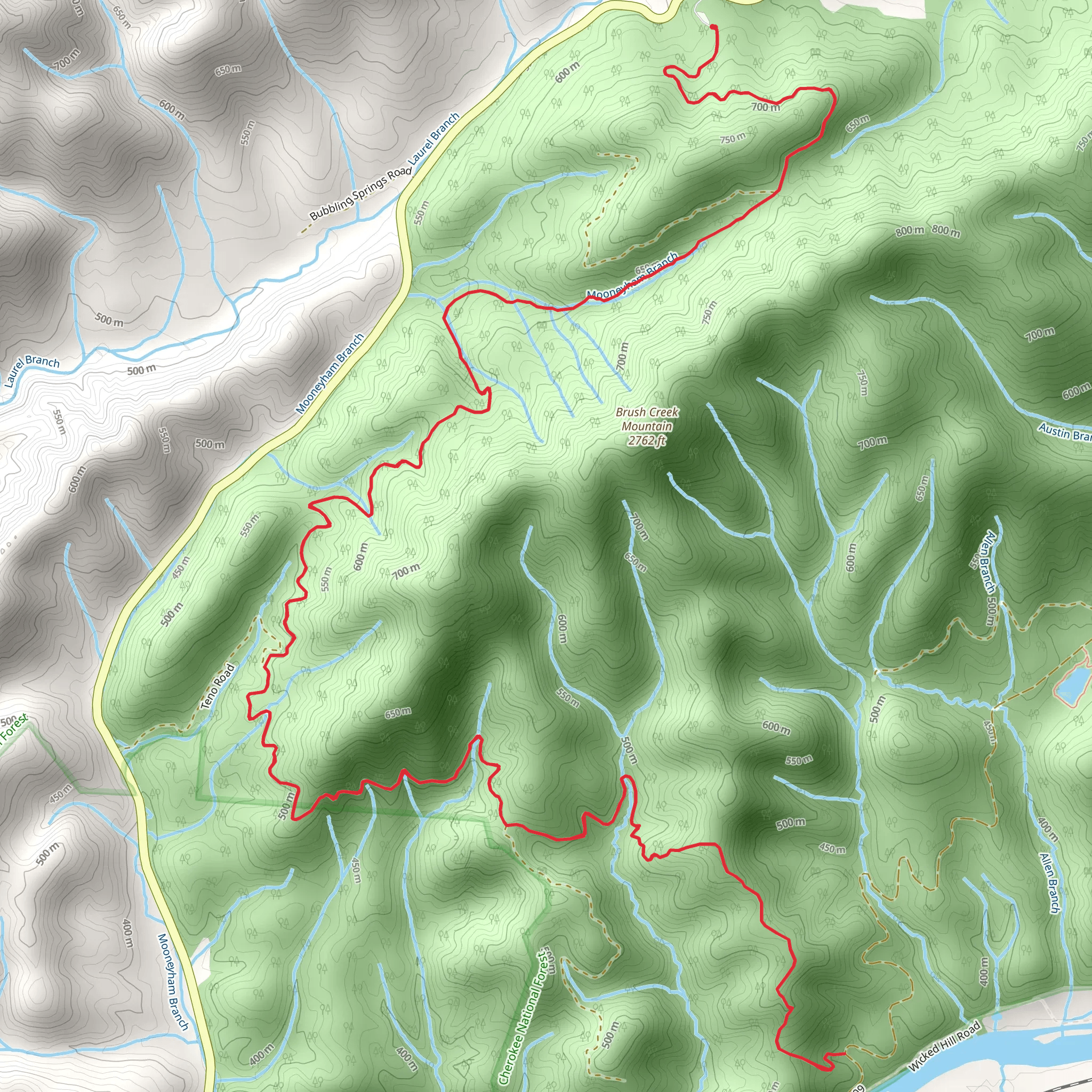 Burnett Gap Trail mobile static map