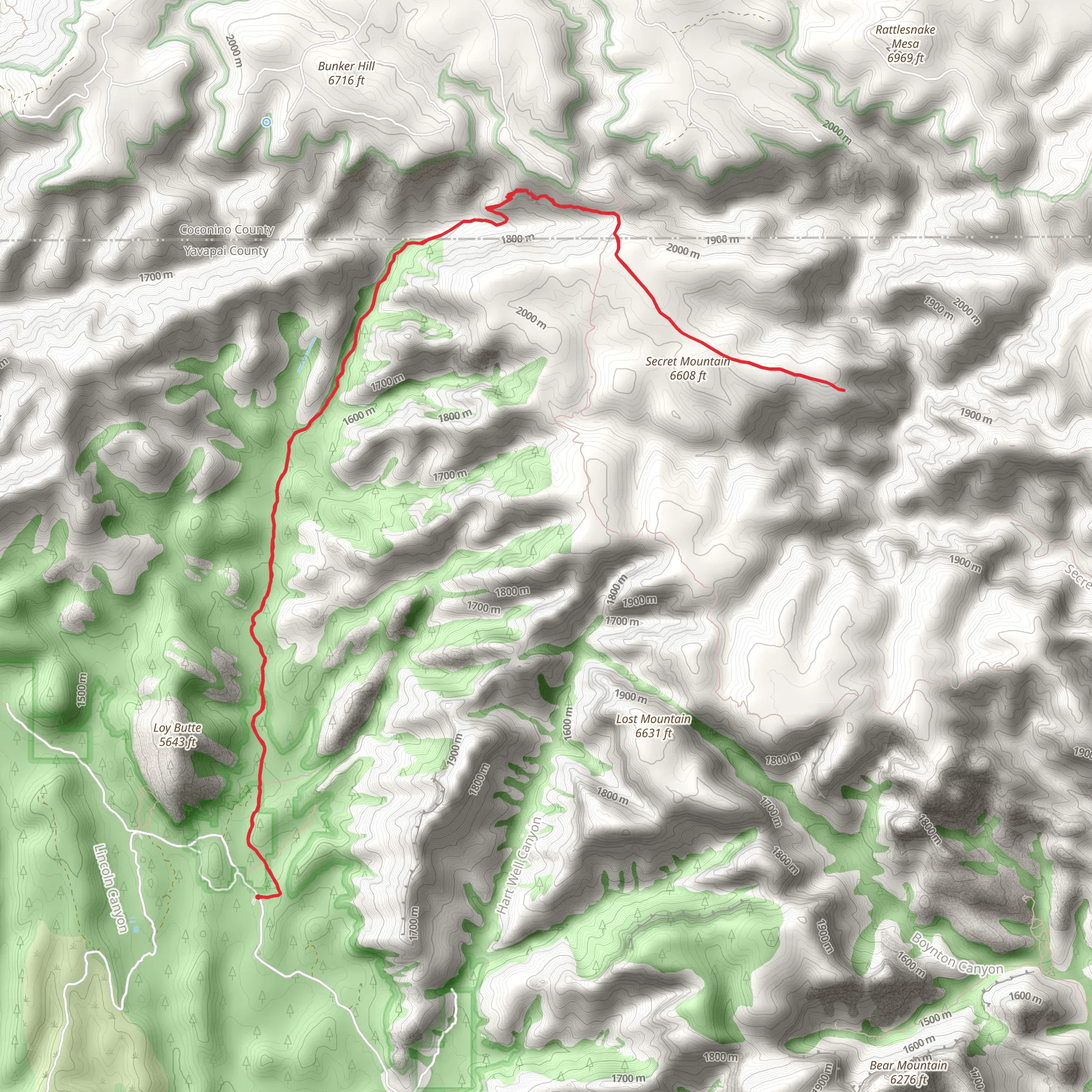 Secret Mountain and Secret Mountain Saddle via Loy Canyon Trail mobile static map