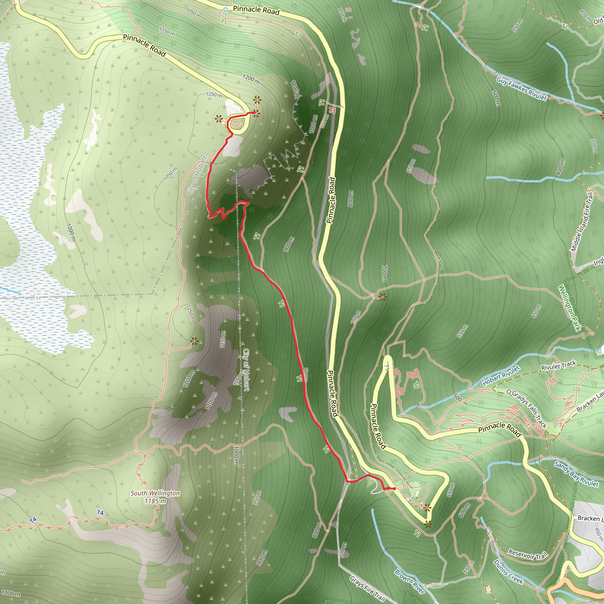 The Springs to the Pinnacle Track mobile static map