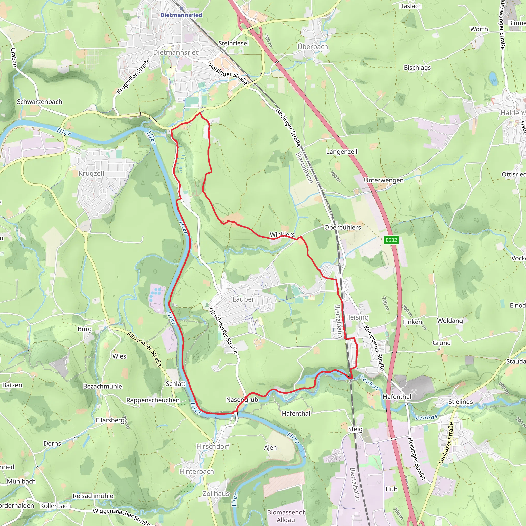 Iller via Gräbelesmühle mobile static map