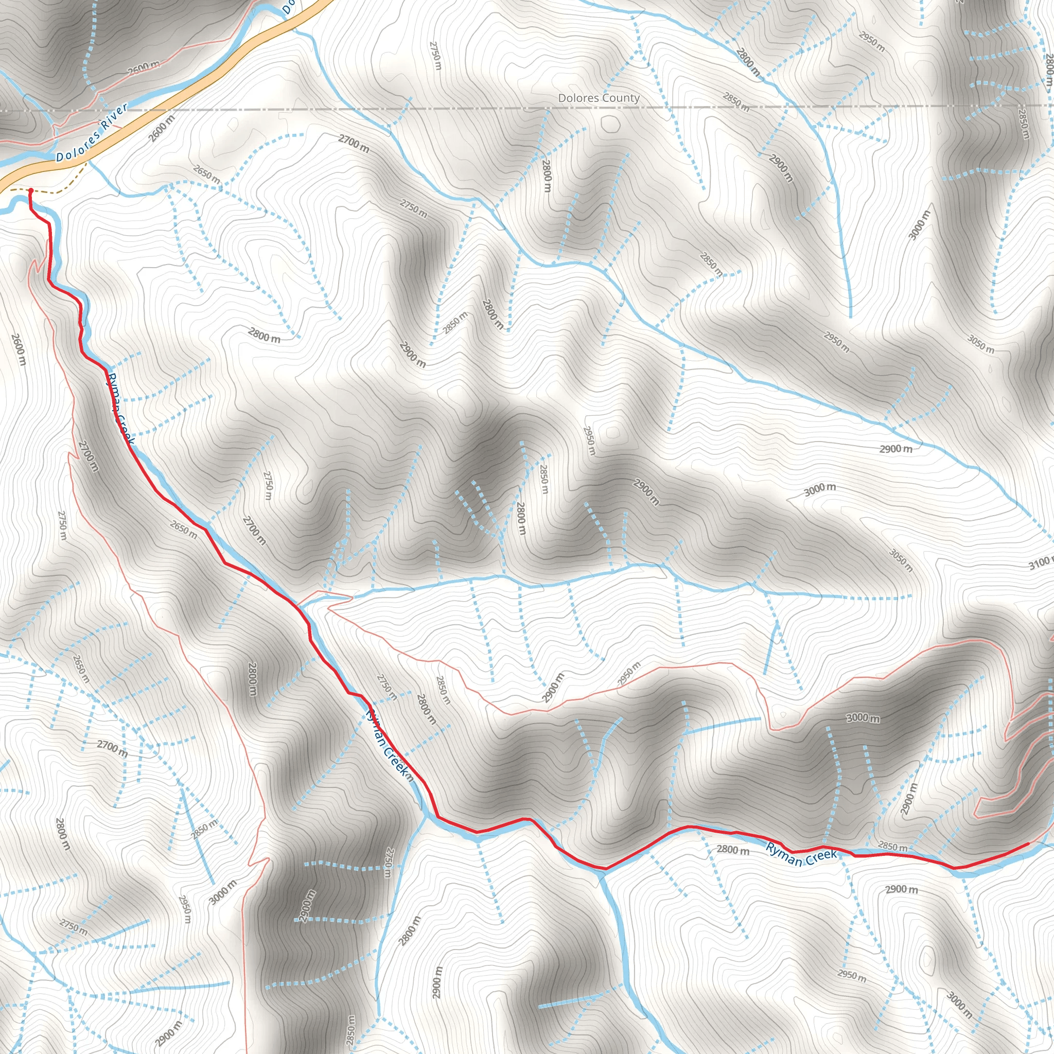 Ryman Creek via Lower Ryman Trail mobile static map