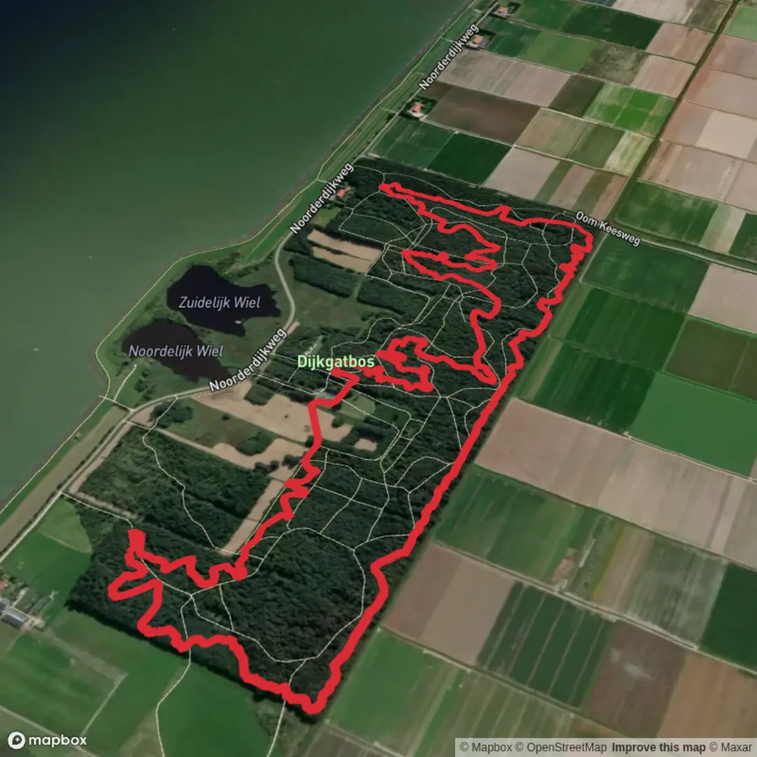 An image depicting the trail Dijkgatbos Loop and its surrounding area.