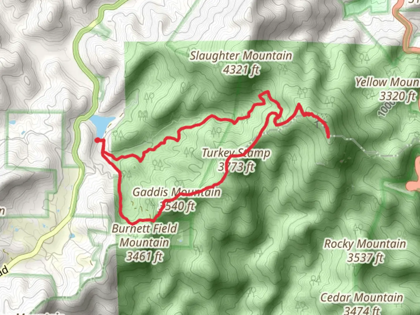 An image depicting the trail Blood Mountain via Slaughter Creek and Appalachian Trail Loop and its surrounding area.