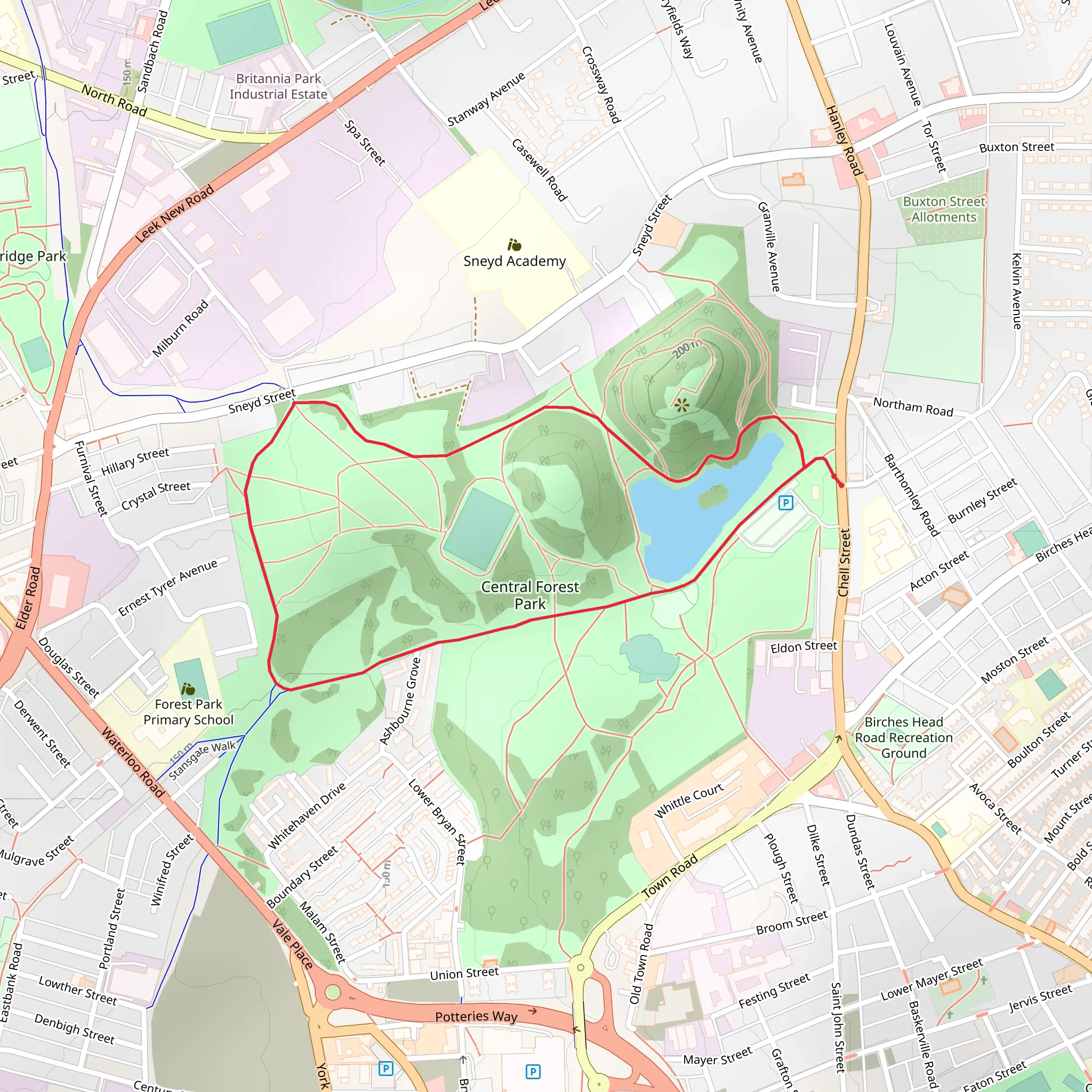 Hanley Forest Park Loop mobile static map