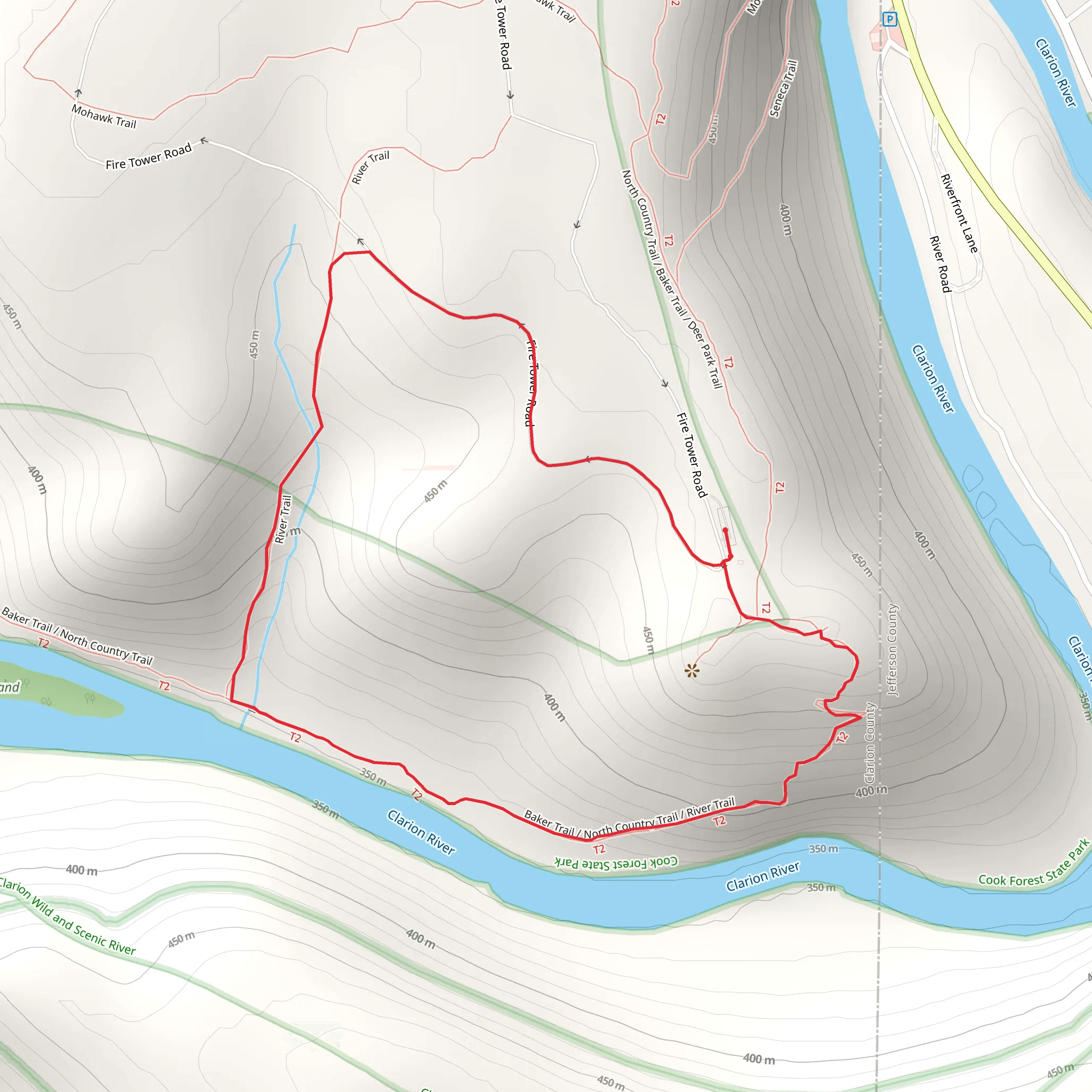 Clarion River via Fire Tower Trail mobile static map