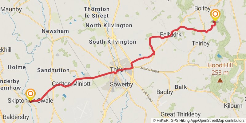 Ravenglass to Scarborough in North of England stage 12 Map