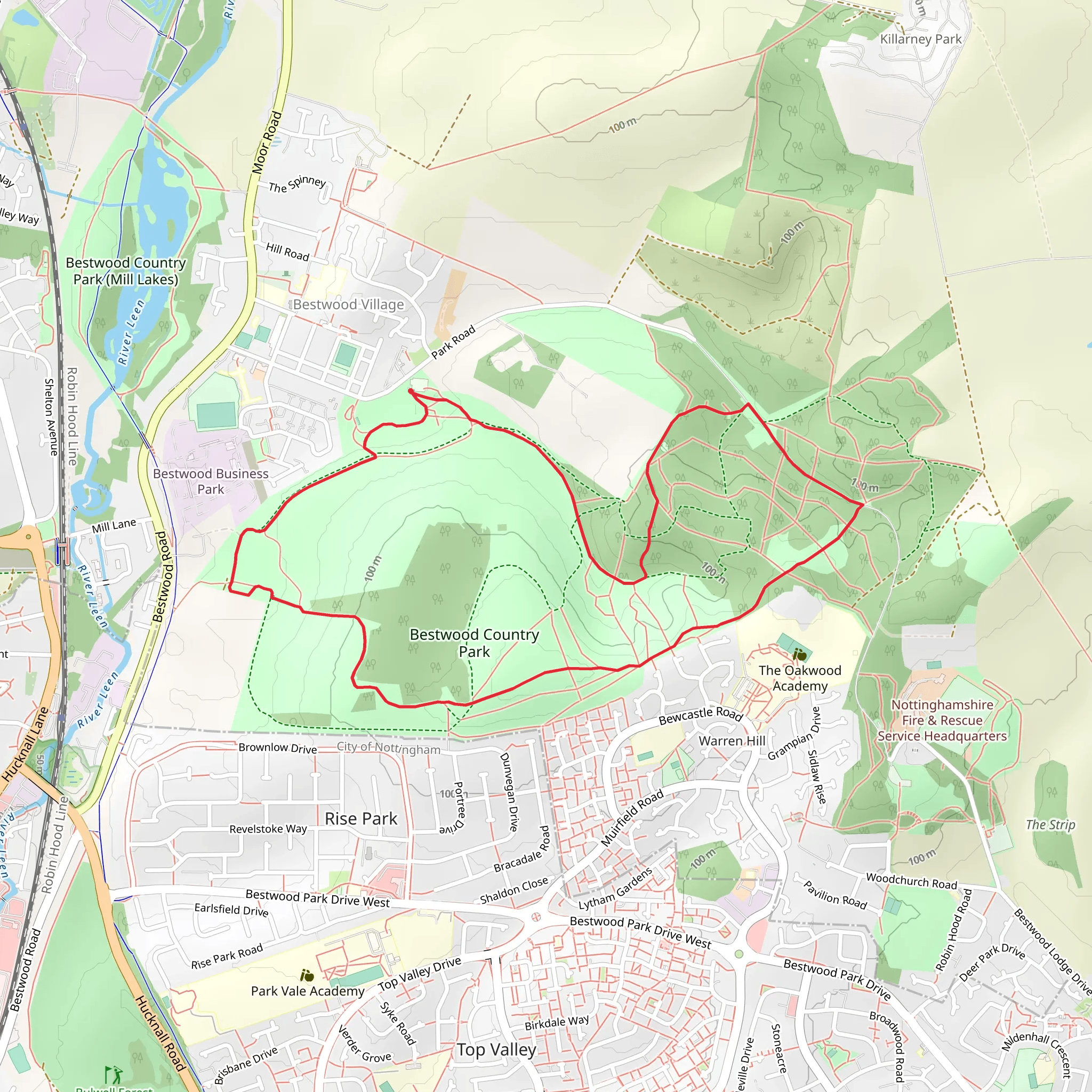 Bestwood Country Park Short Loop mobile static map