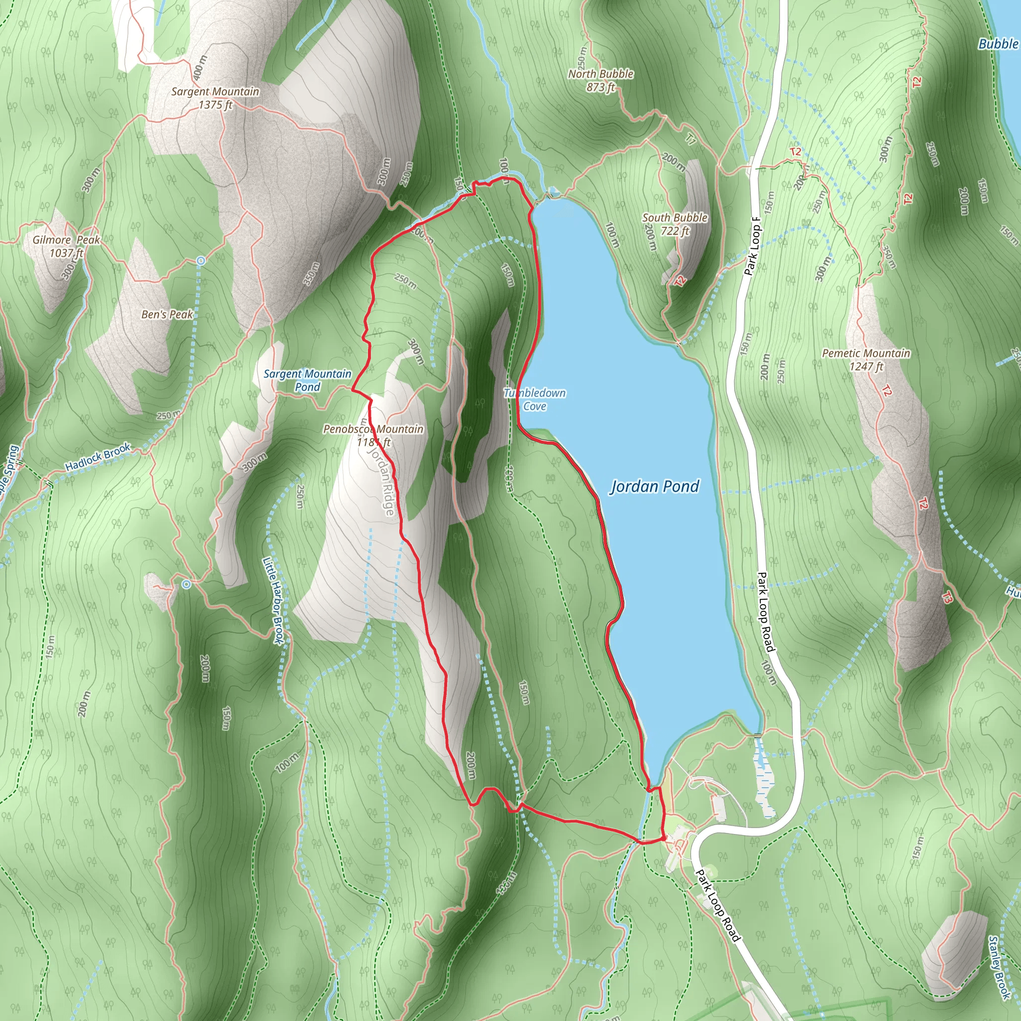 Penobscot Mountain and Jordan Pond Loop mobile static map