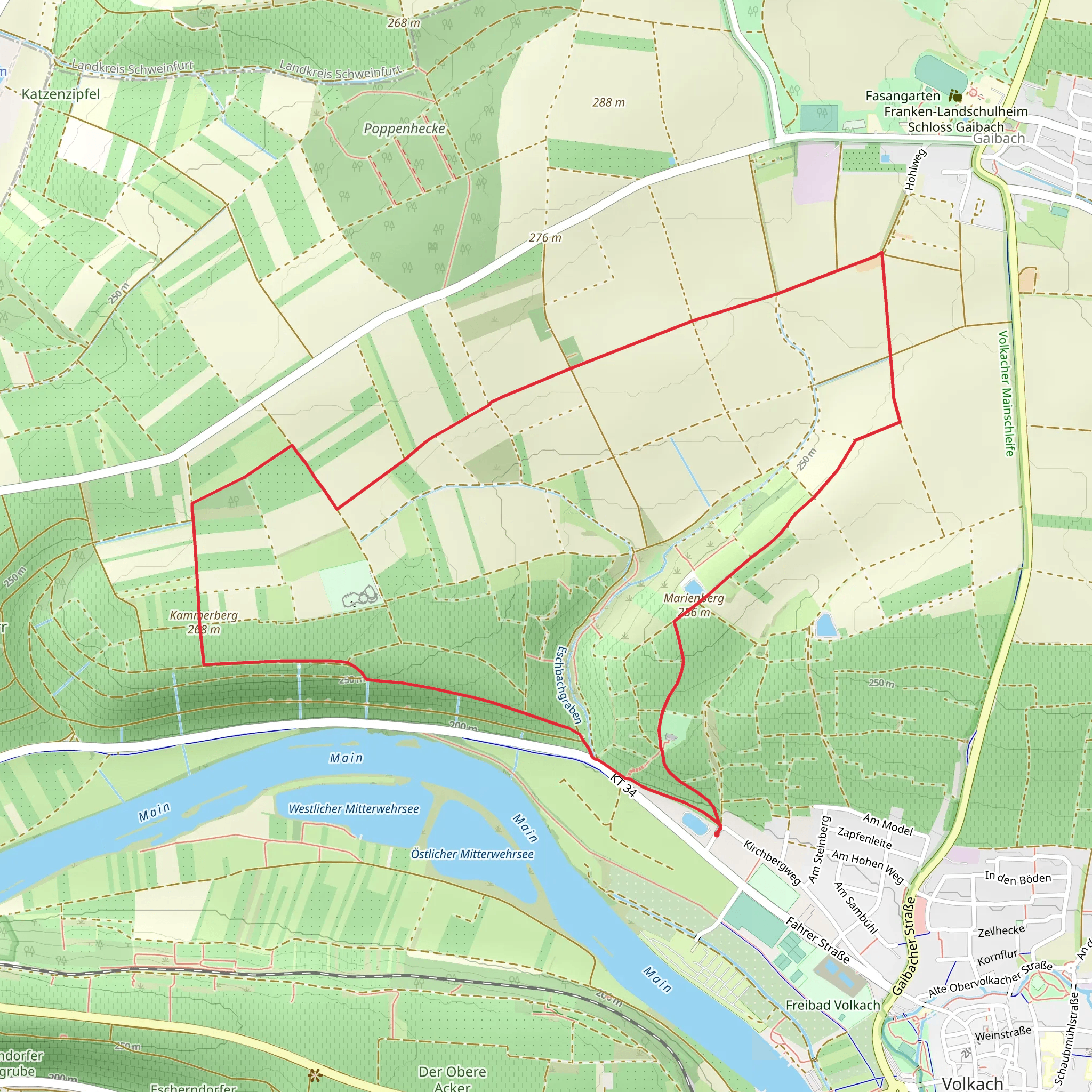 Kammerberg via Mainweg Teil and Mainschleife mobile static map
