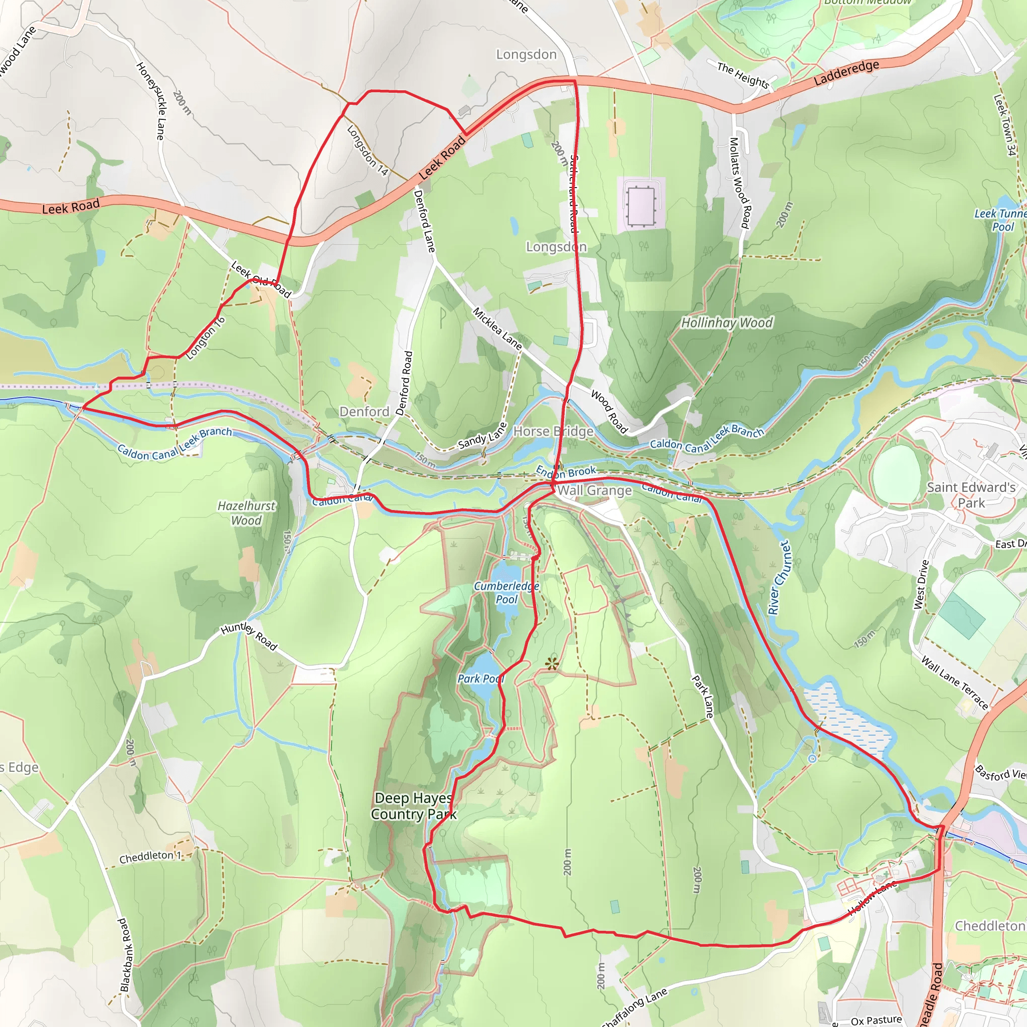 Deep Hayes Country Park - Cheddleton - Longsdon and Denford mobile static map
