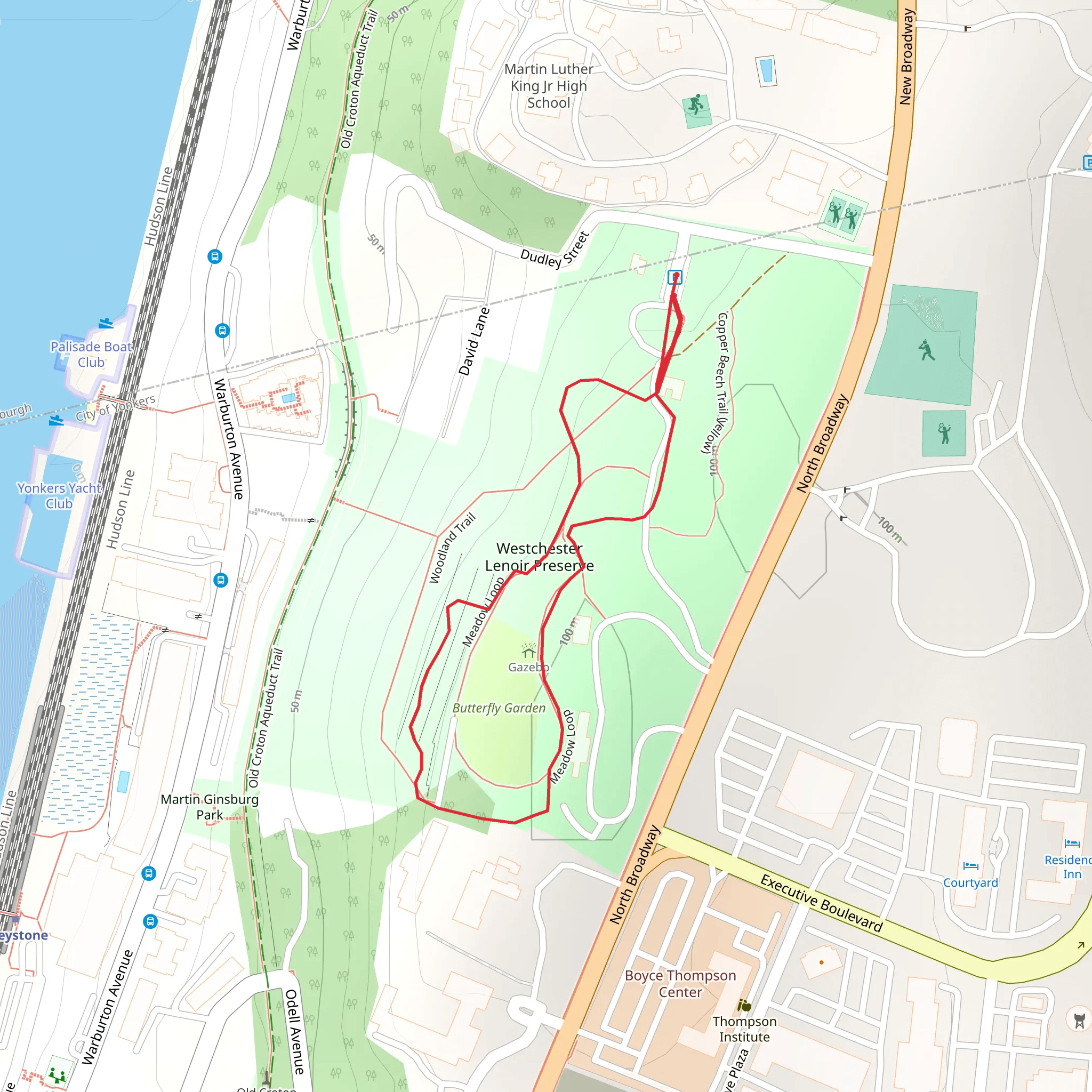 Westchester Lenoir Preserve Loop from David Lane mobile static map