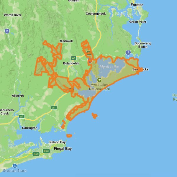 Myall Lakes National Park mobile static map
