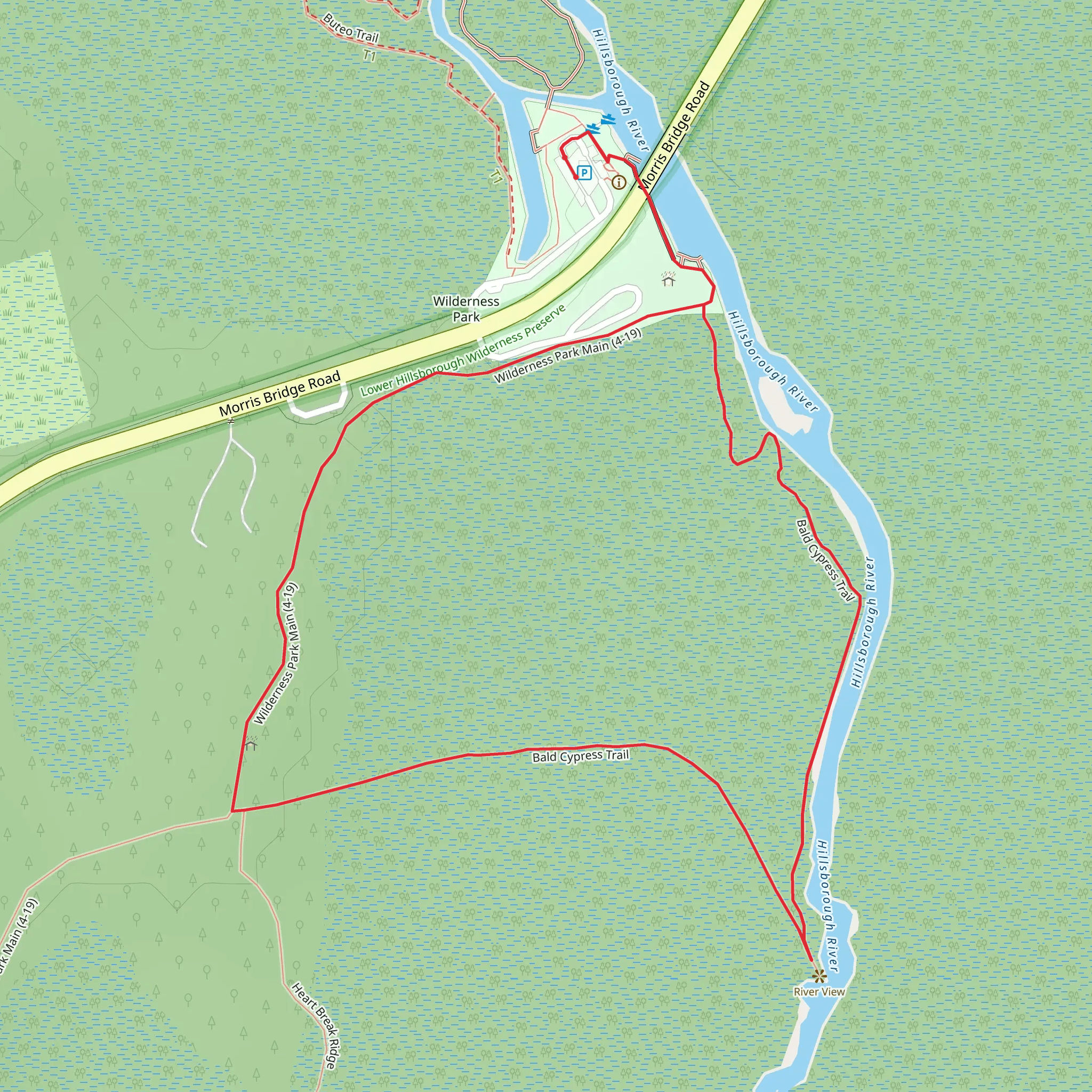 Wilderness Park Main and Bald Cypress Loop Trail mobile static map