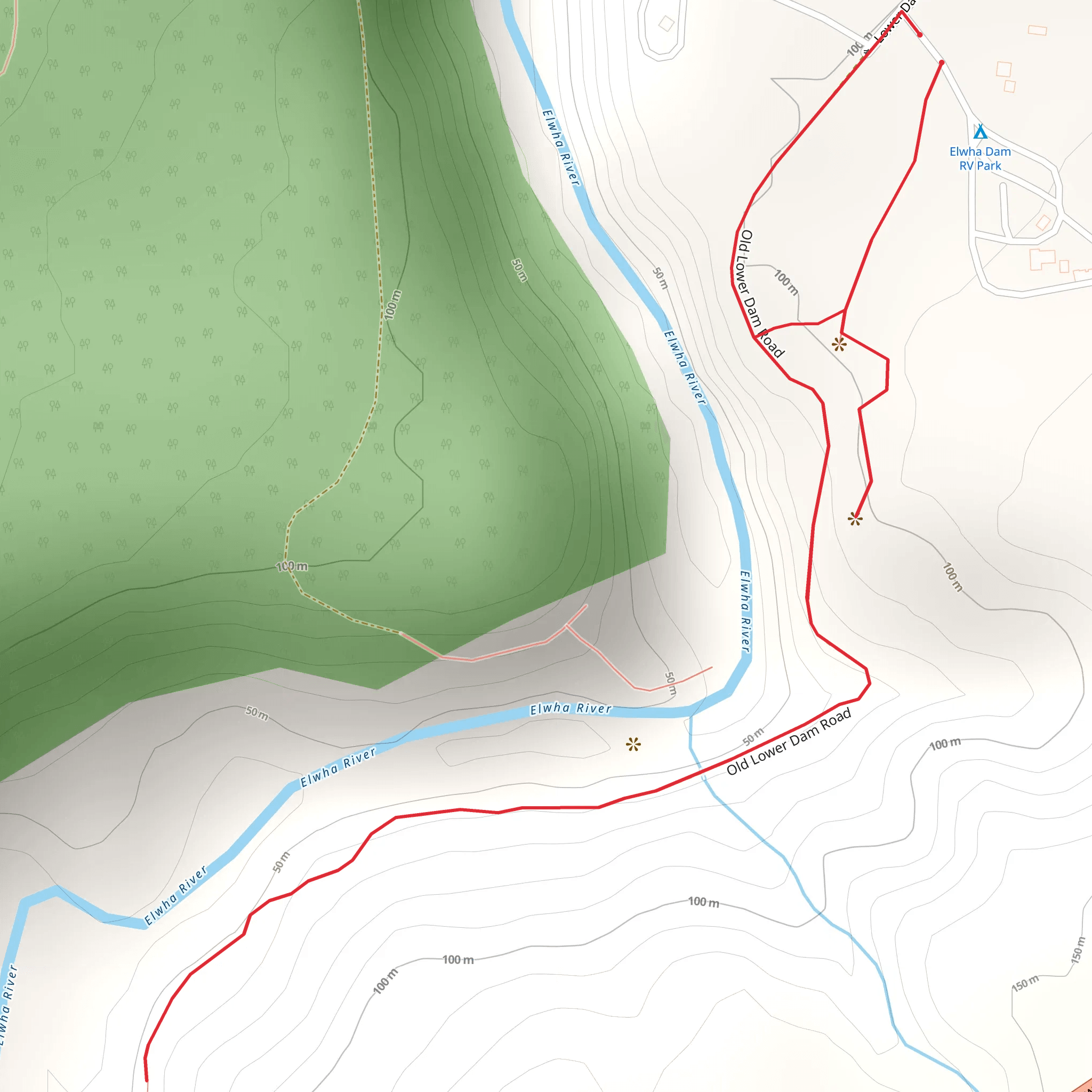 Walk beside Elwha River mobile static map