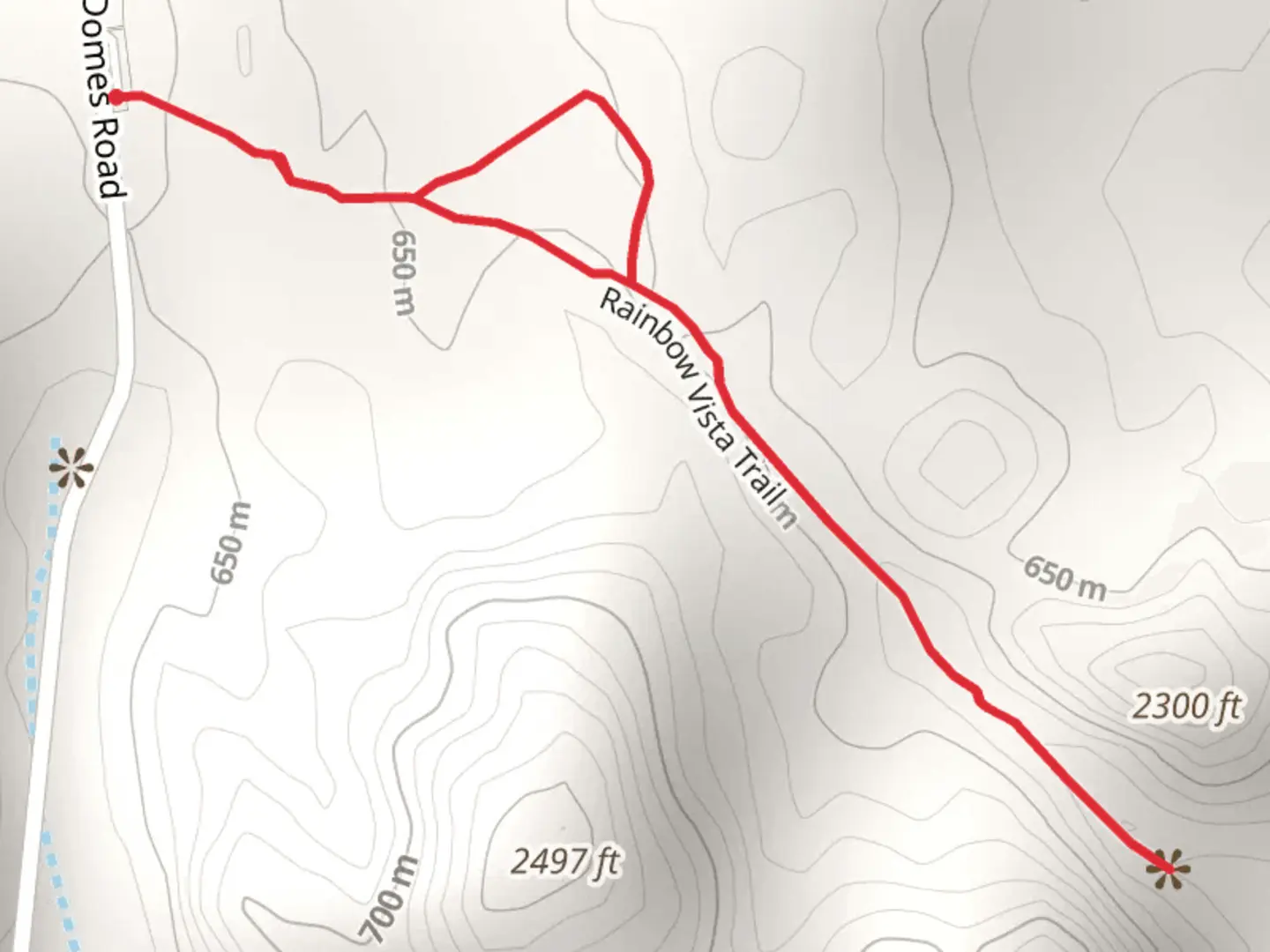 An image depicting the trail Rainbow Vista Trail and its surrounding area.