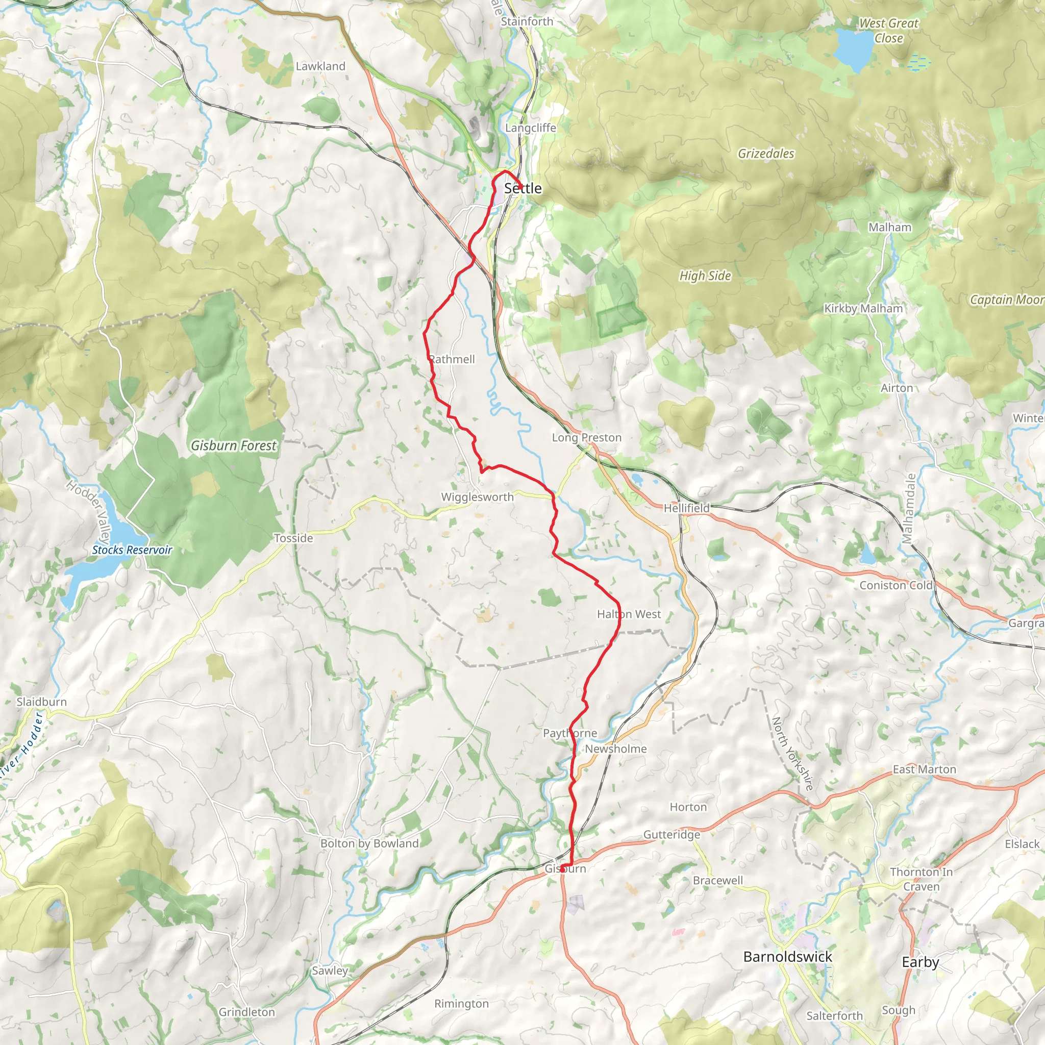 Gisburn to Settle Walk mobile static map