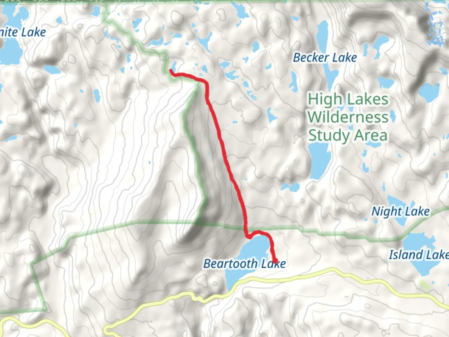 An image depicting the trail Native Lake via Beartooth Creek Trail and its surrounding area.