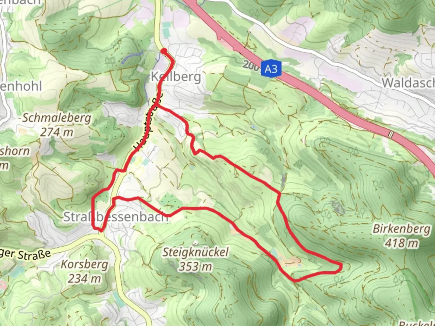 An image depicting the trail Bohlenweg and Kulturweg Bessenbach 2 and its surrounding area.