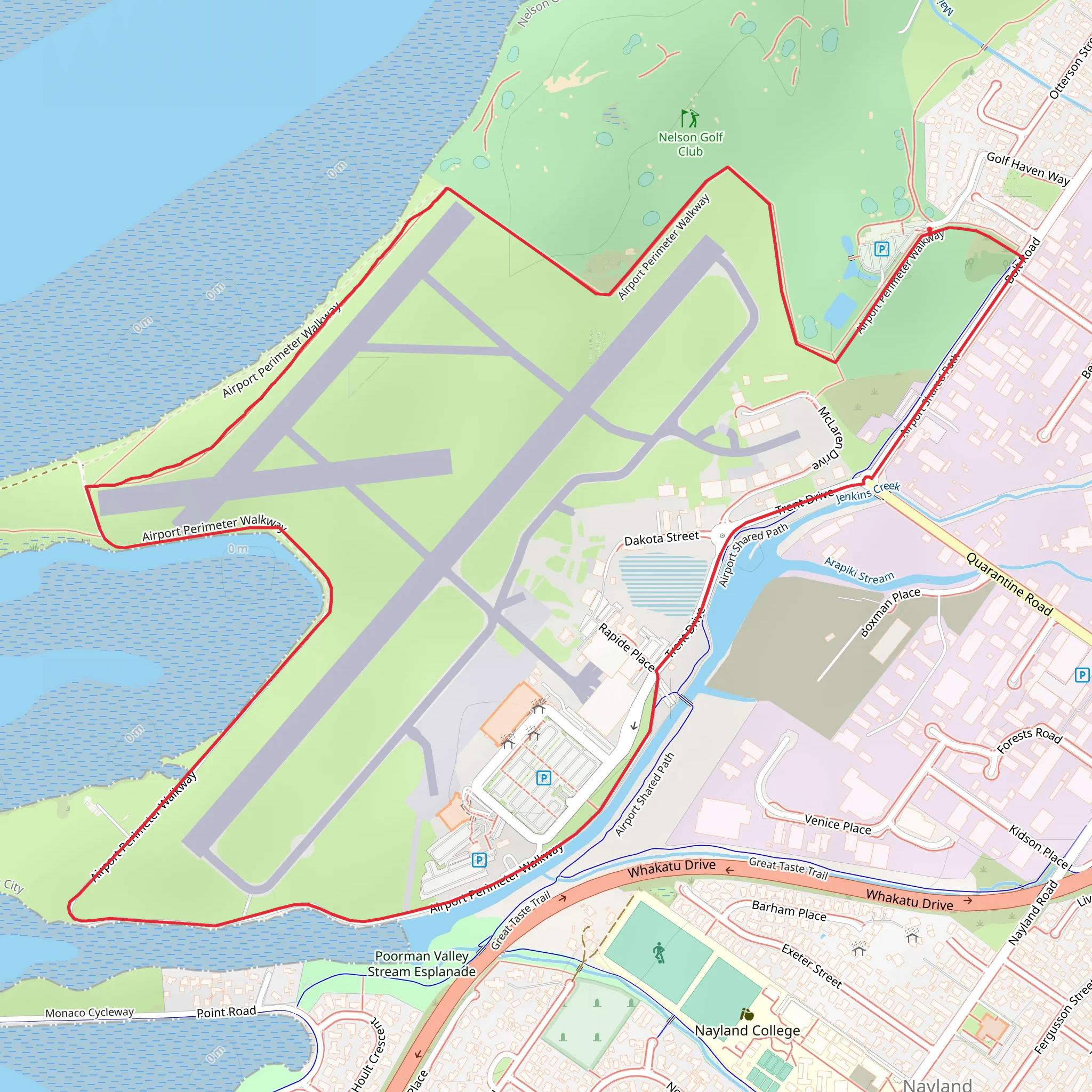 Nelson Airport Perimeter Walkway mobile static map