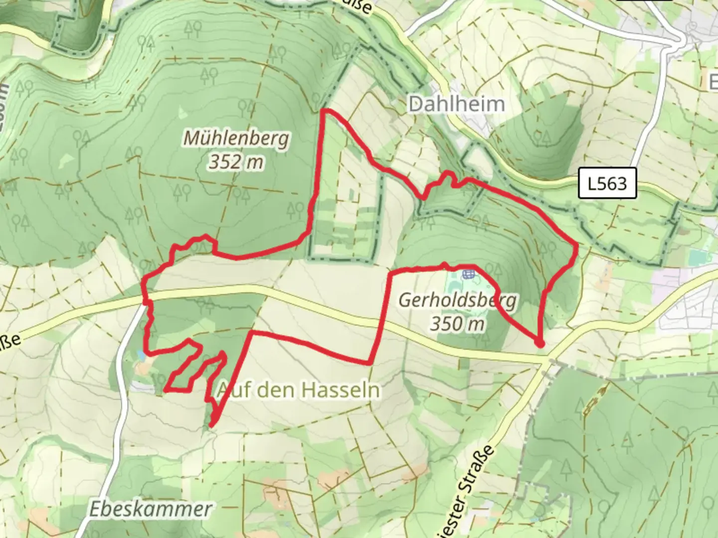 An image depicting the trail Niester Riesen and Eco Pfad Sensenstein Loop and its surrounding area.