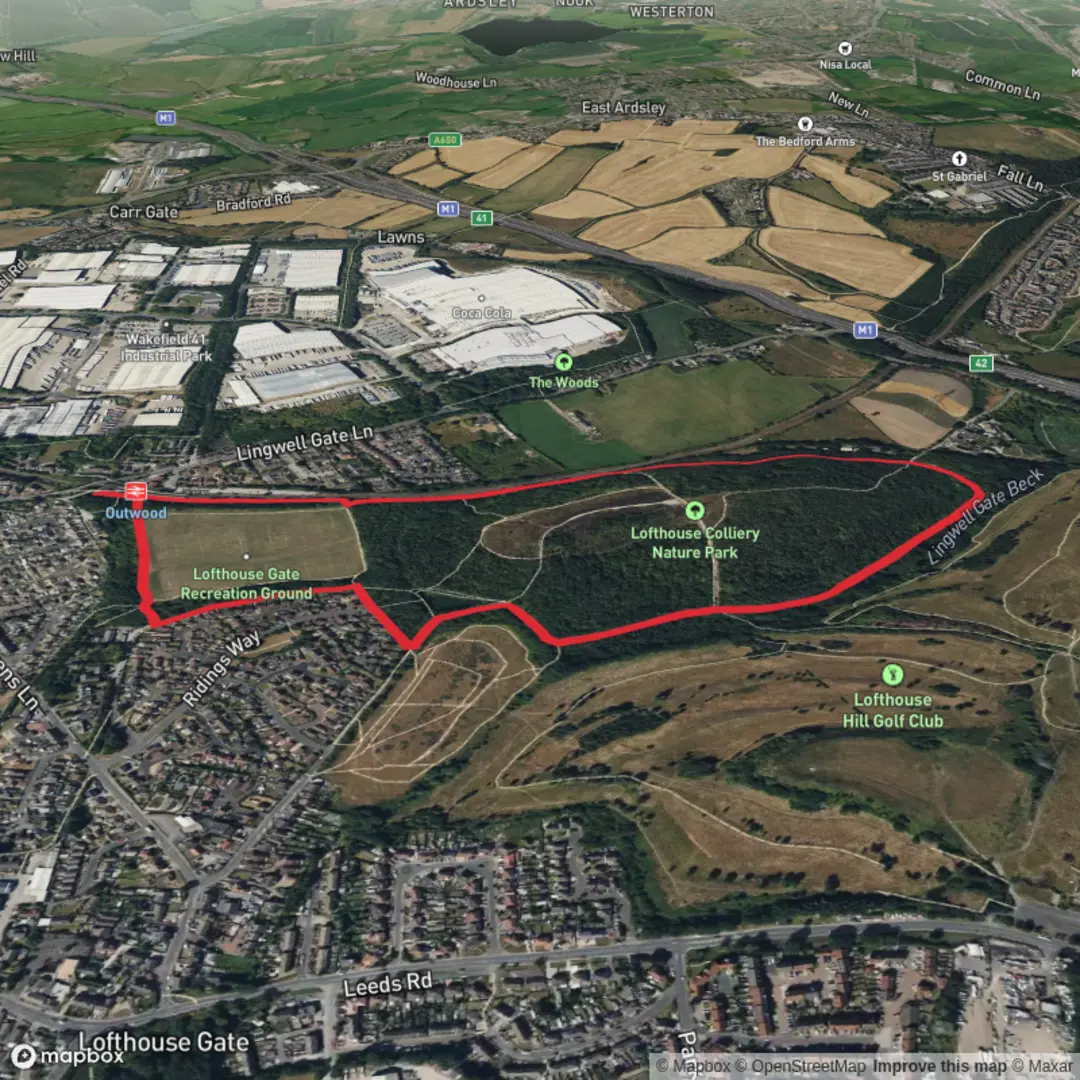 An image depicting the trail Lofthouse Colliery Nature Park Loop and its surrounding area.