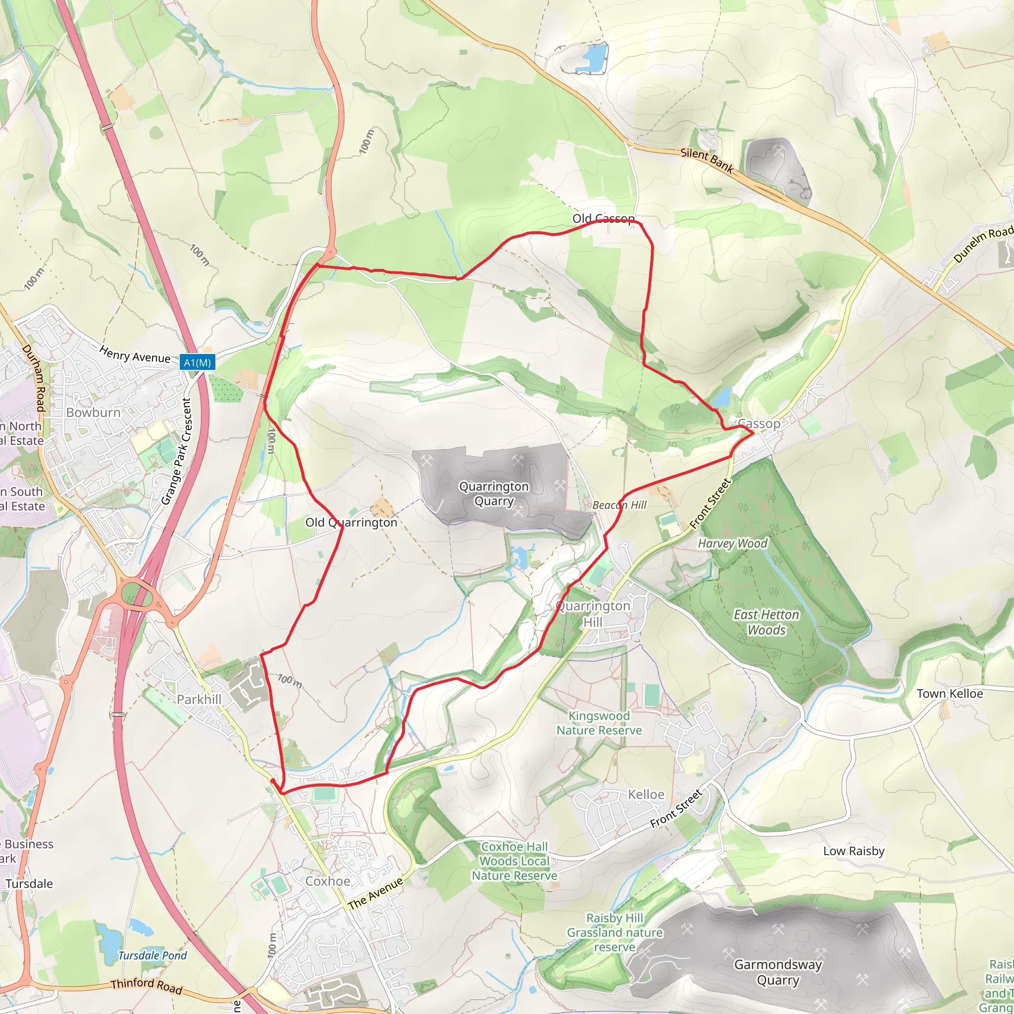 Quarrington Hill and Cassop Circular Walk mobile static map
