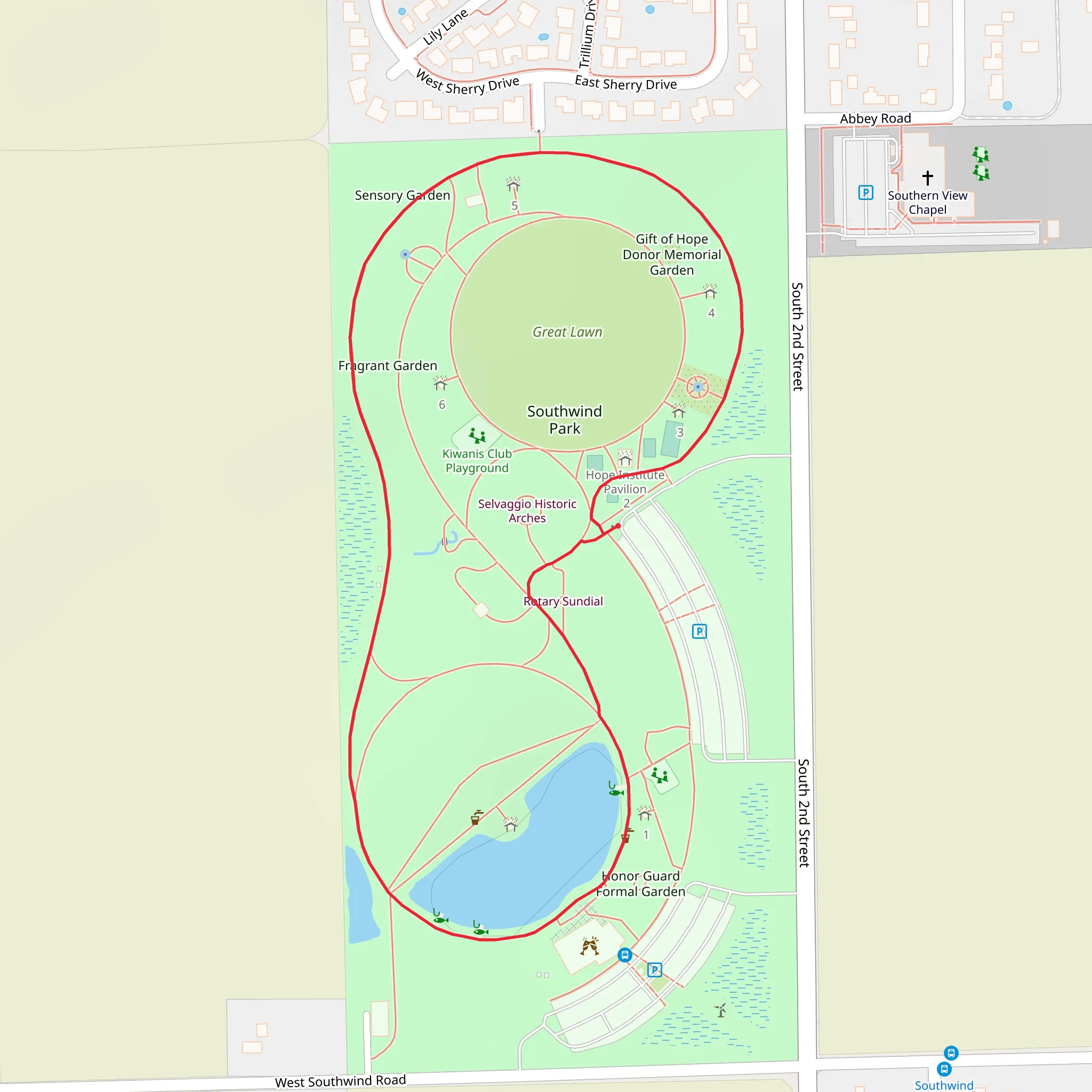 Southwind Park and Roland Lake Loop mobile static map