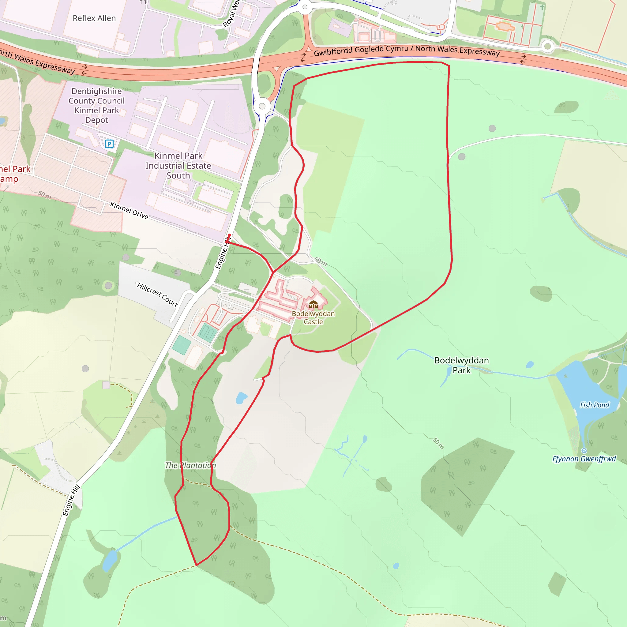 Bodelwyddan Castle Loop mobile static map