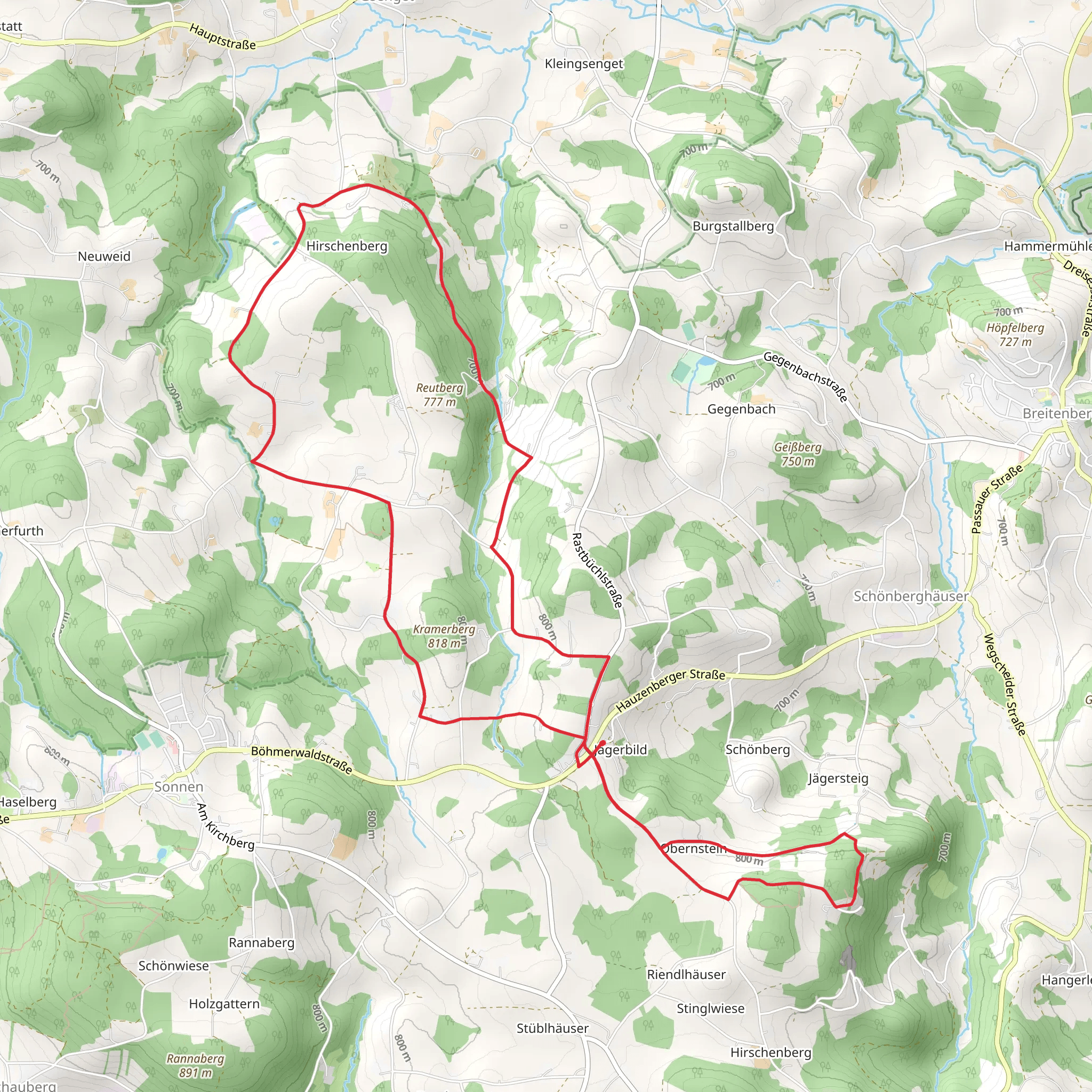 Bergweg and Schaukelweg Loop mobile static map