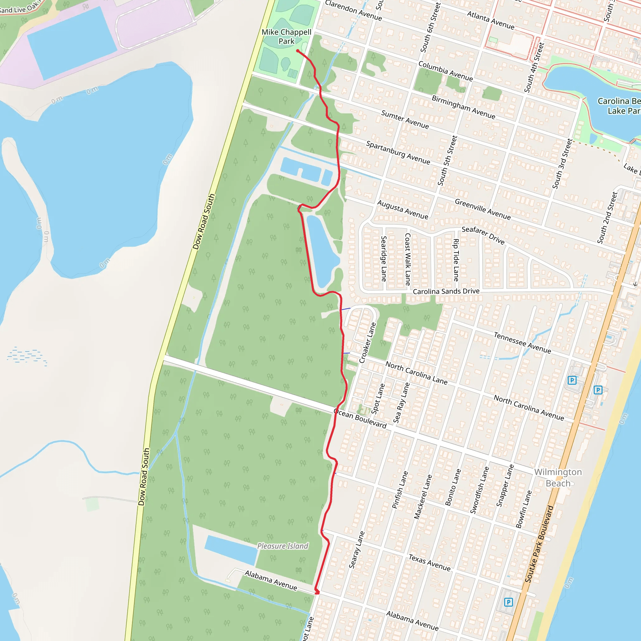 Carolina Beach Island Greenway mobile static map