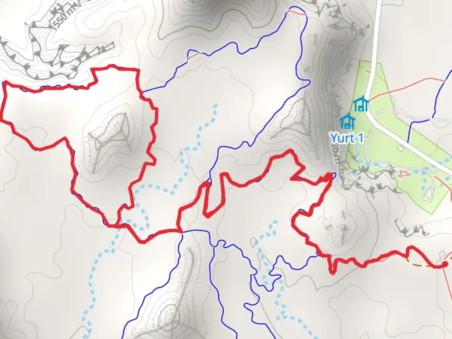 An image depicting the trail Lizard Foot, Desert View and Dark Side of the Moon Loop and its surrounding area.